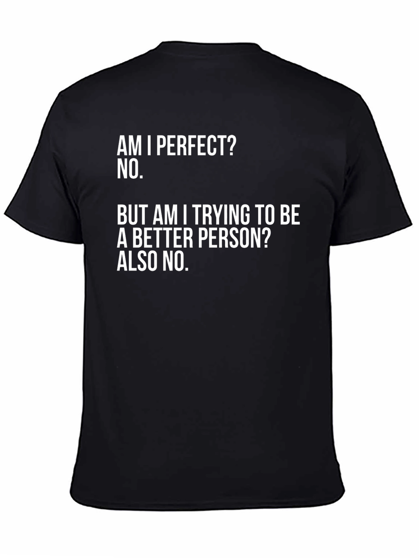 Black Funny Sarcastic T-Shirt - Am I Perfect? No. view 4