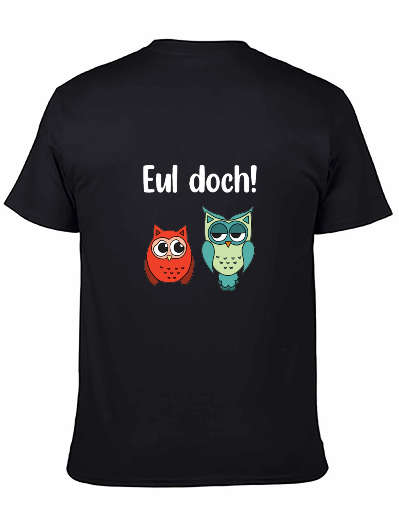 Black Funny Owl T-Shirt - EUL DOCH! view 4