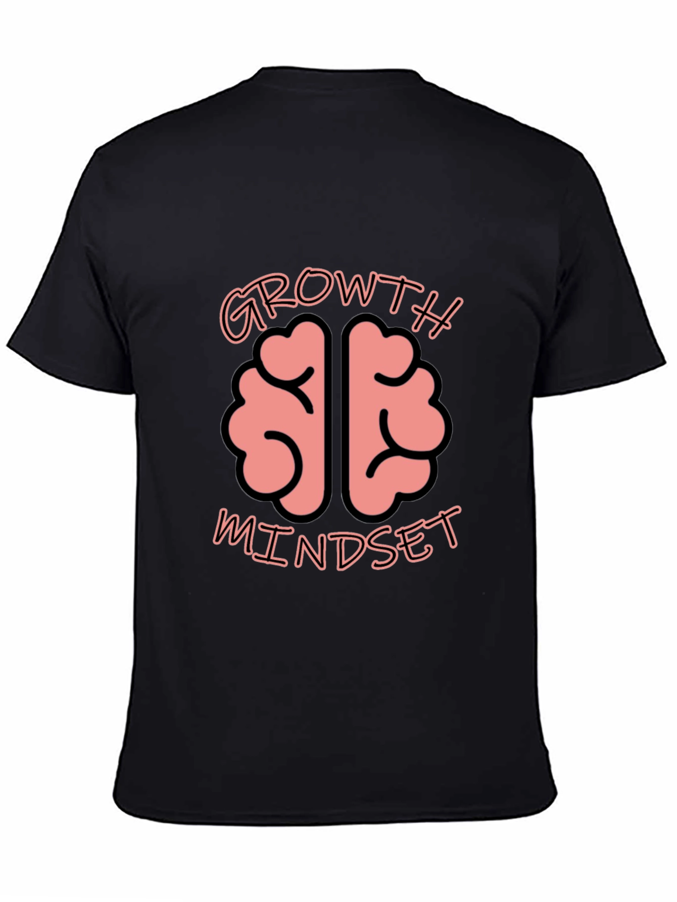 Black Growth Mindset Brain Graphic Tee - Unisex Black T-Shirt view 4
