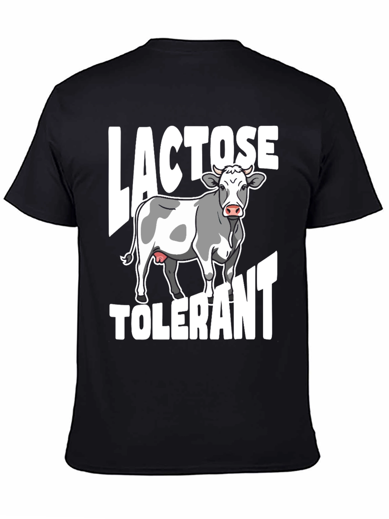 Black Lactose Tolerant T-Shirt with Cow Graphic view 4