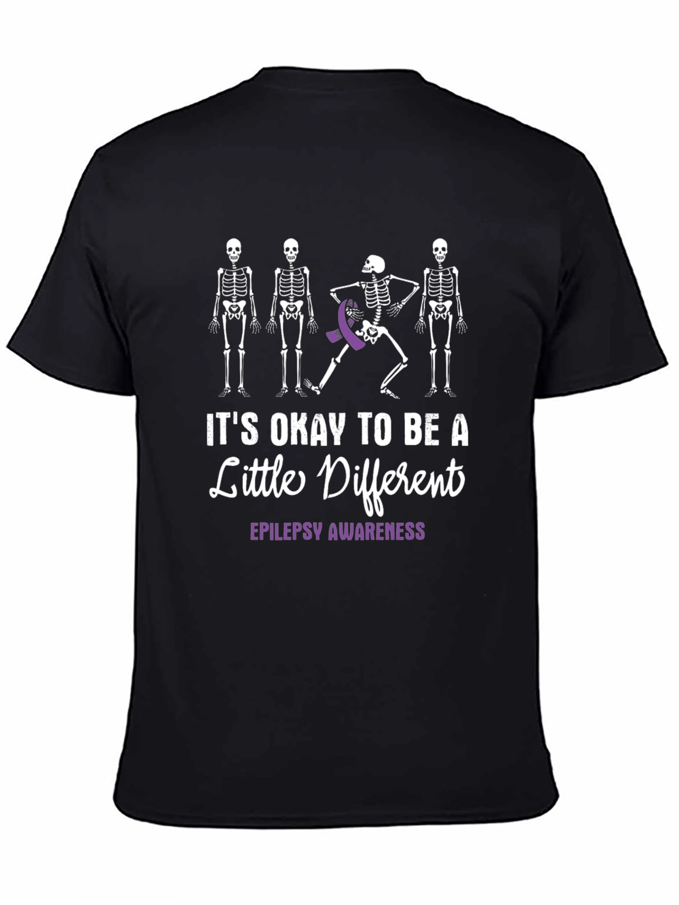 Black Epilepsy Awareness Skeleton T-Shirt view 4