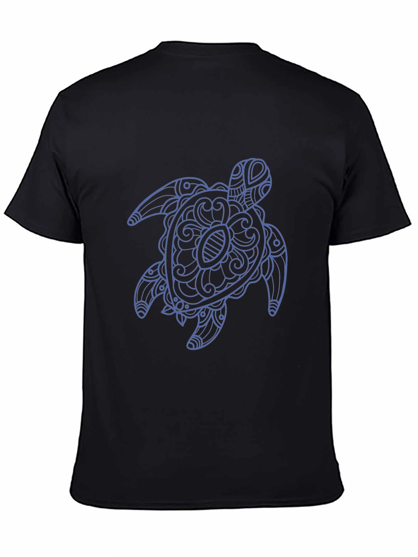 Black Men's Black T-Shirt with Blue Turtle Graphic view 4