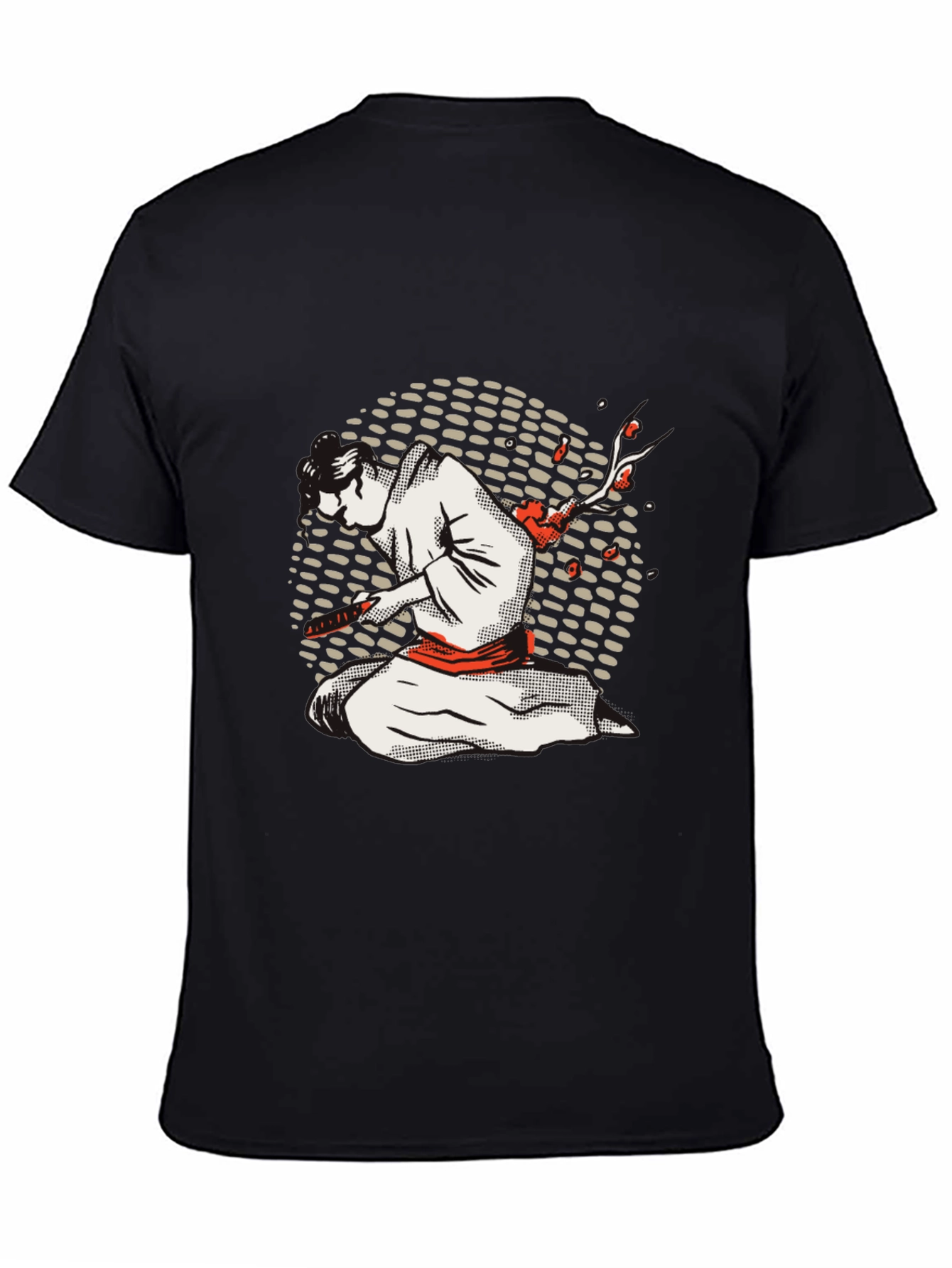 Black Samurai Graphic Tee - Black Cotton Blend Shirt view 4