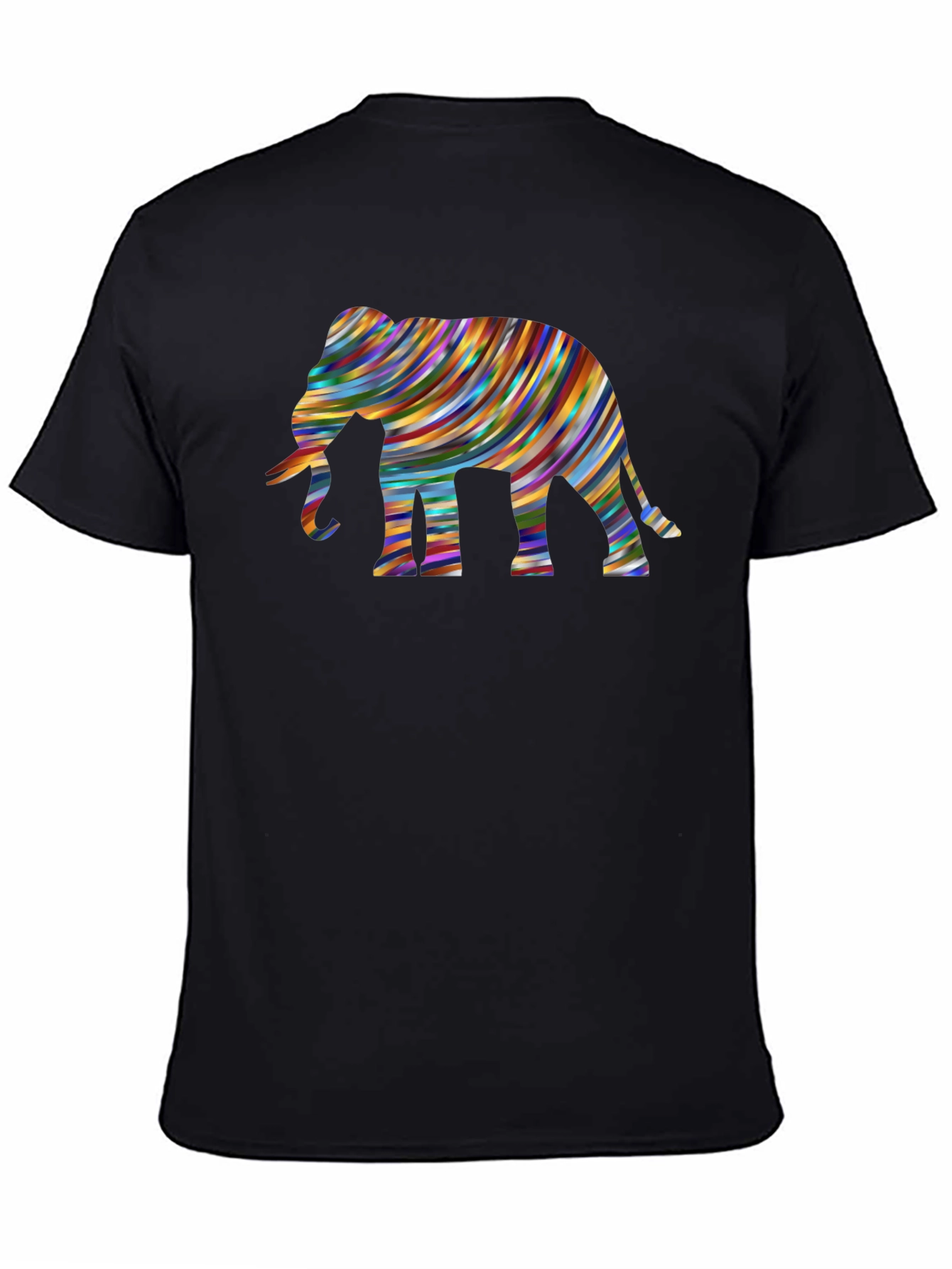 Black Colorful Elephant Graphic Black T-Shirt view 4
