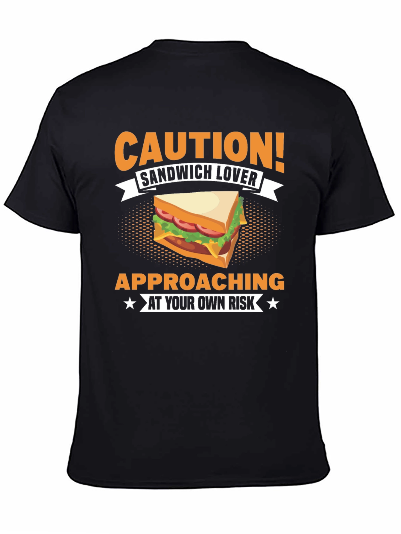 Black Sandwich Lover T-Shirt - Caution Approaching Funny Foodie Tee view 4
