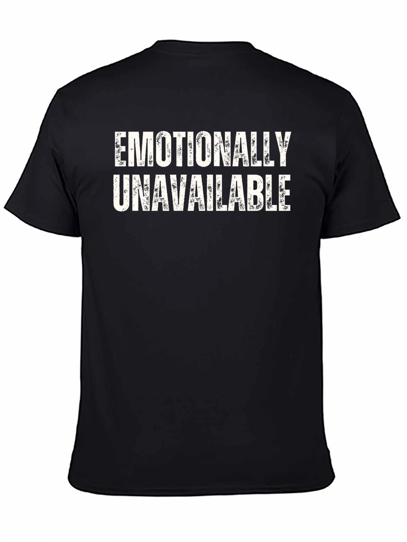 Black Emotionally Unavailable Graphic Tee - Men's Black T-Shirt view 4