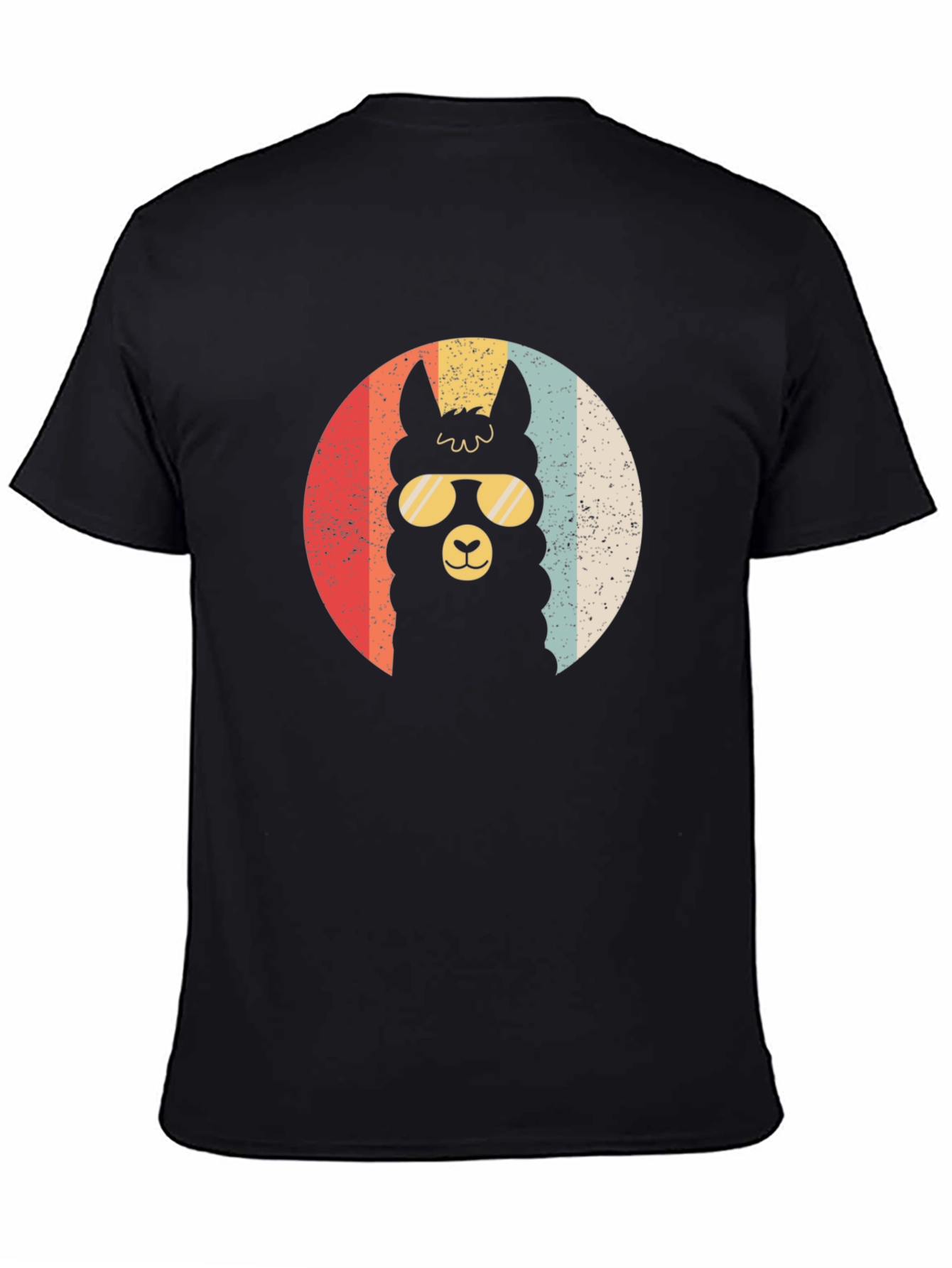 Black Retro Llama T-Shirt - Cool Alpaca in Sunglasses view 4