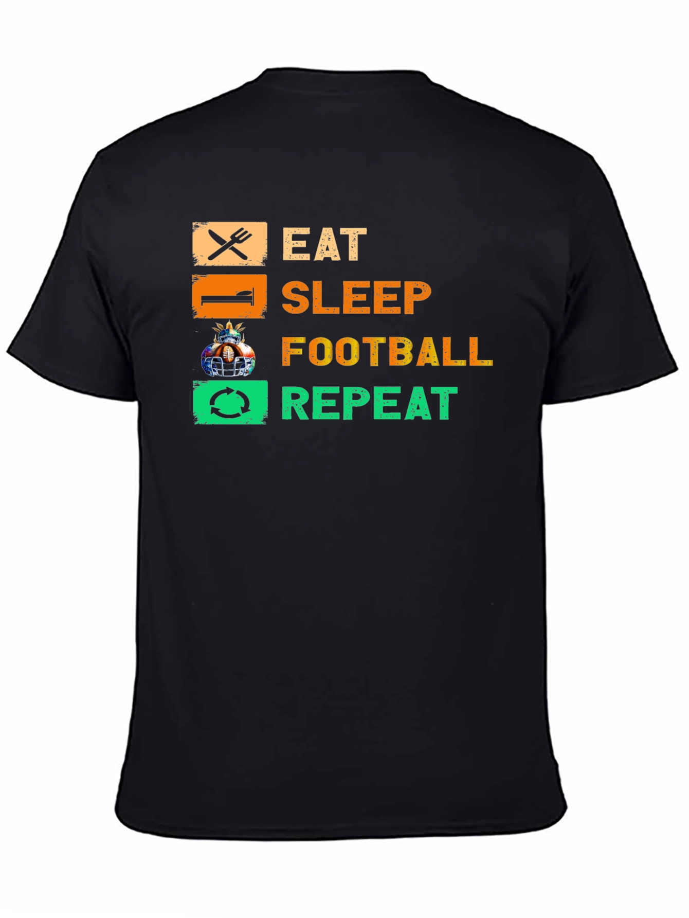Black Eat Sleep Football Repeat T-Shirt view 4