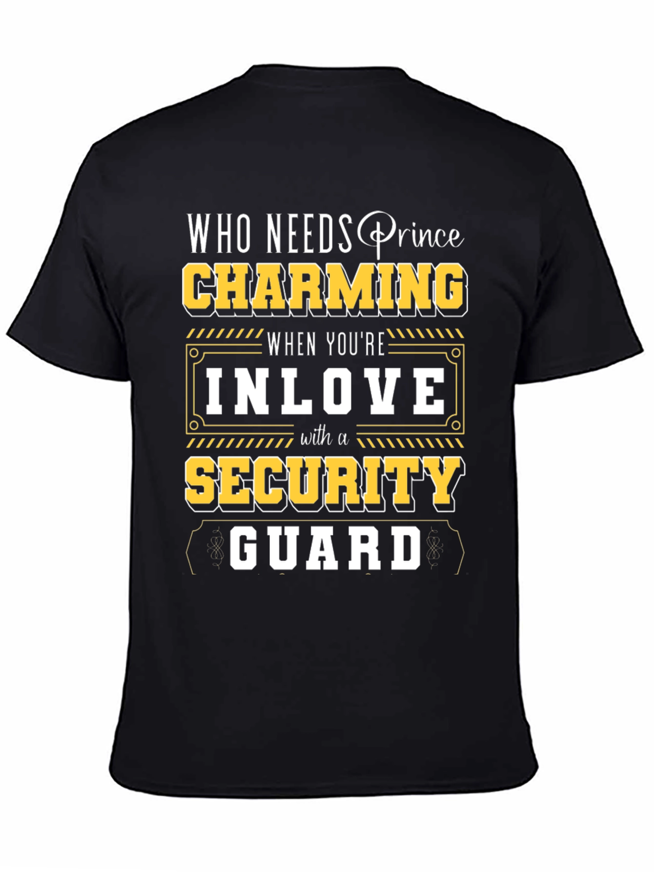Black Charming Security Guard T-Shirt - Novelty Graphic Tee view 4