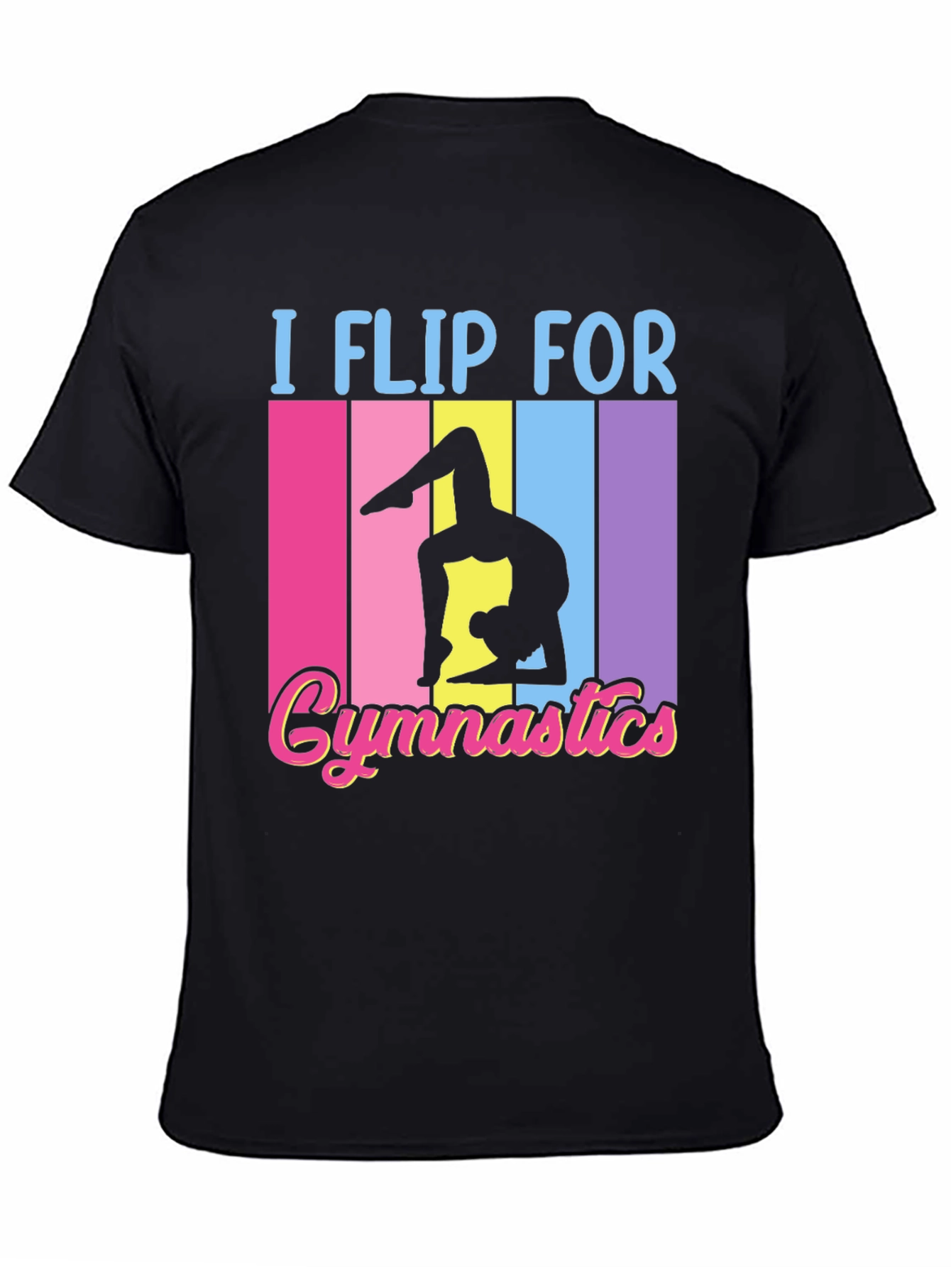 Black I Flip For Gymnastics Black T-Shirt view 4