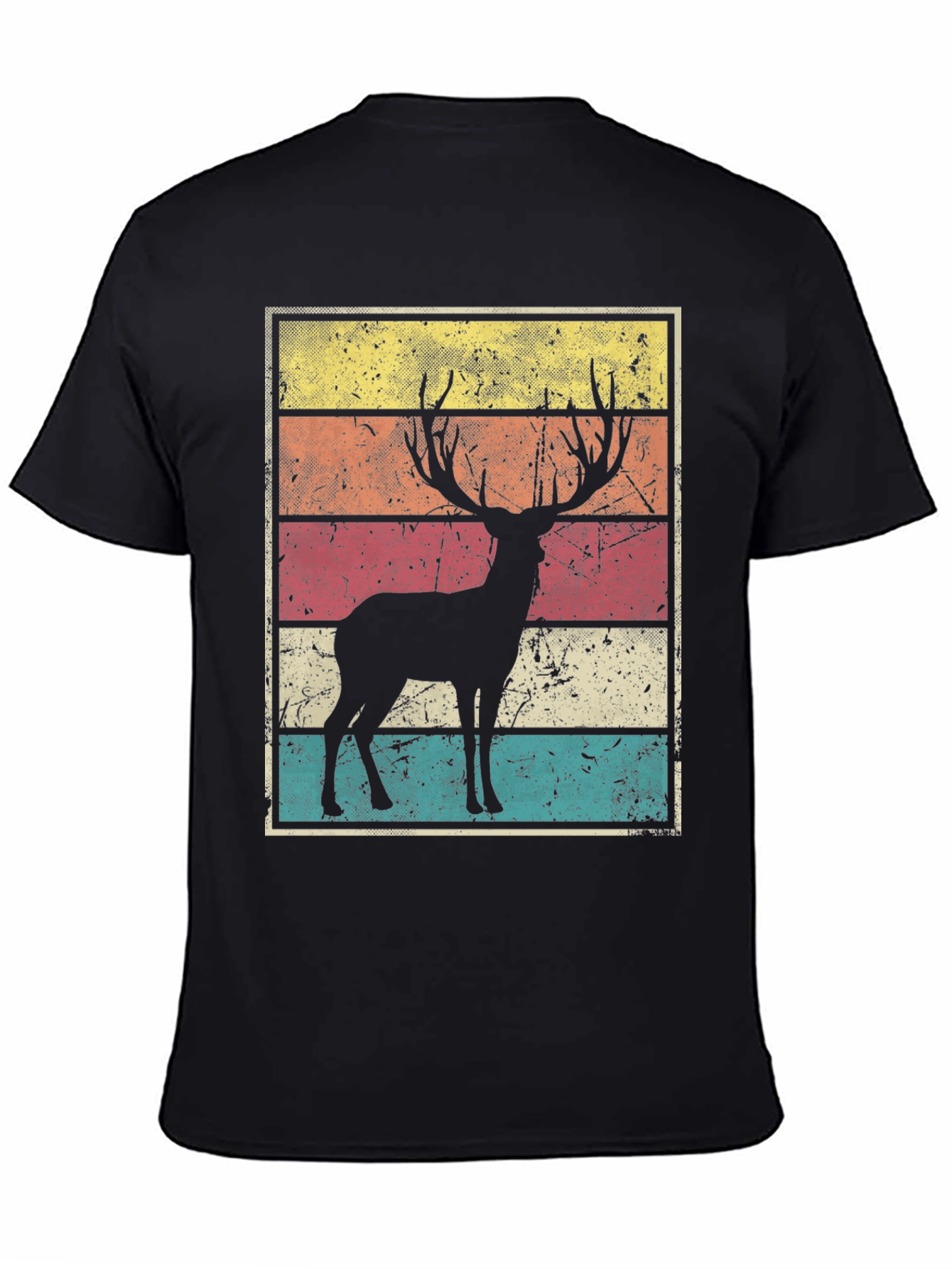 Black Retro Deer Graphic Tee - Vintage Style view 4