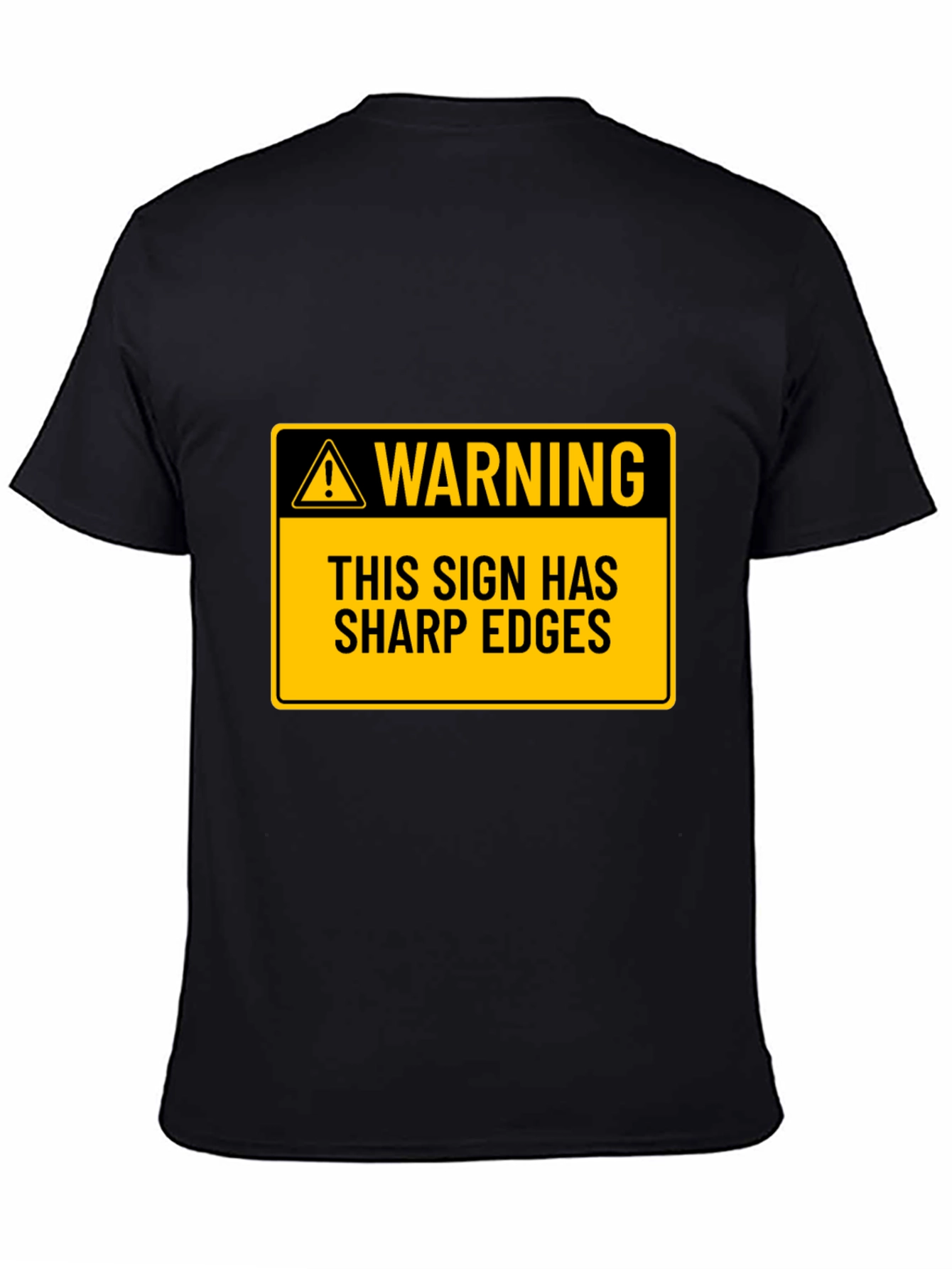 Black Warning Sharp Edges Novelty Graphic Tee view 4