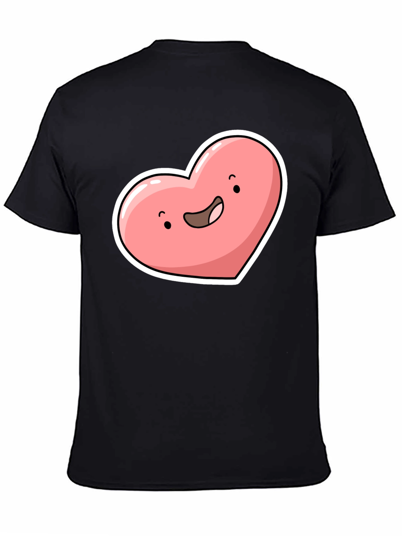 Black Cute Heart Character Graphic Tee - Black view 4