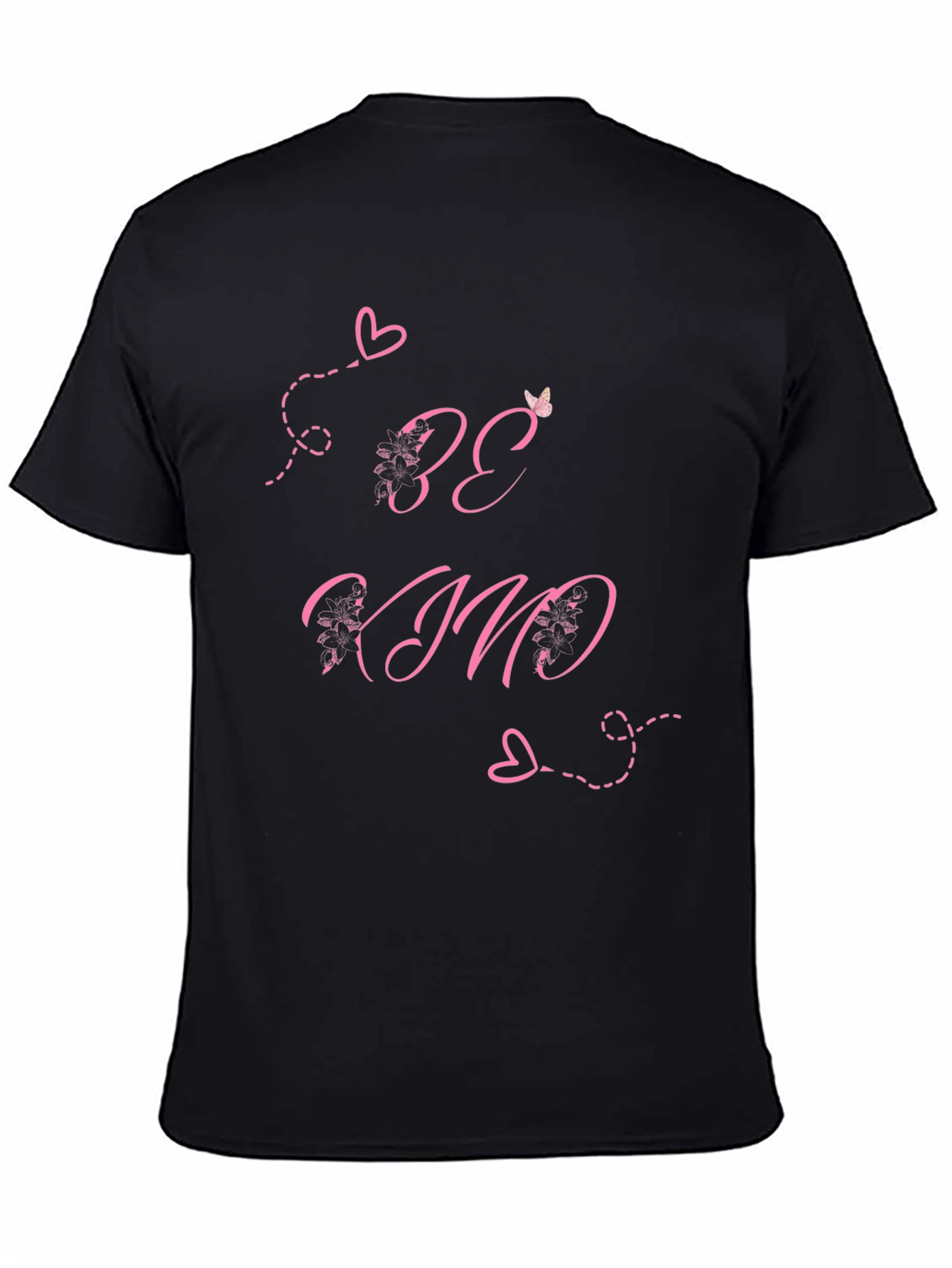 Black Be Kind Black T-Shirt with Pink Heart Details view 4