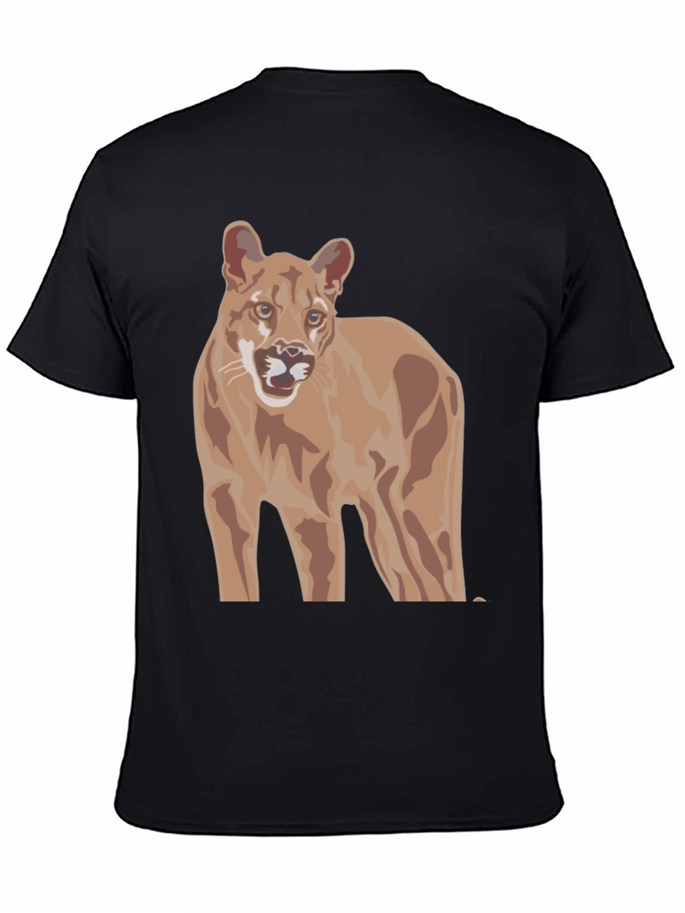 Black Cougar Graphic Tee -  Unisex Black T-Shirt view 4