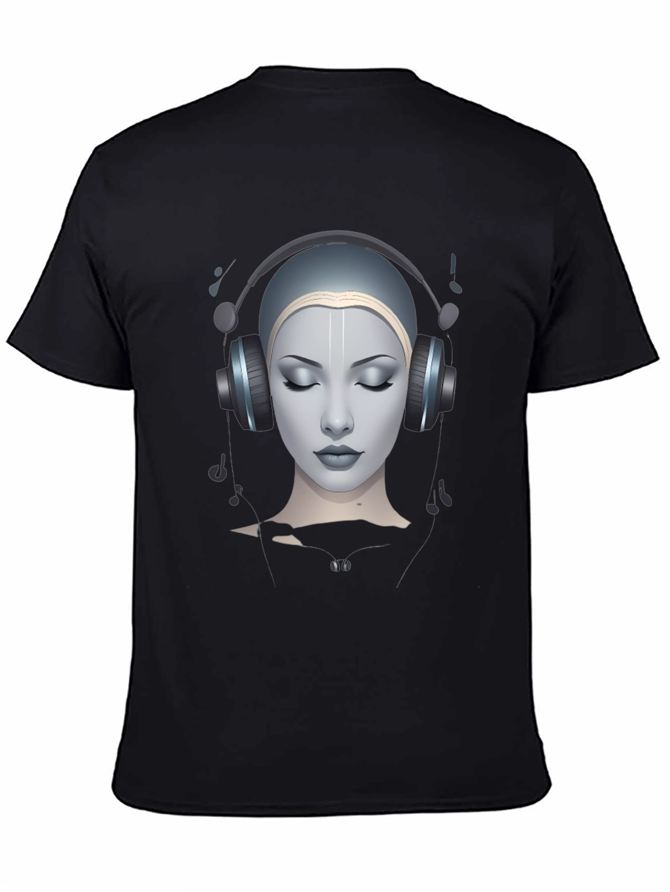 Headphone Girl Black T-Shirt - 4
