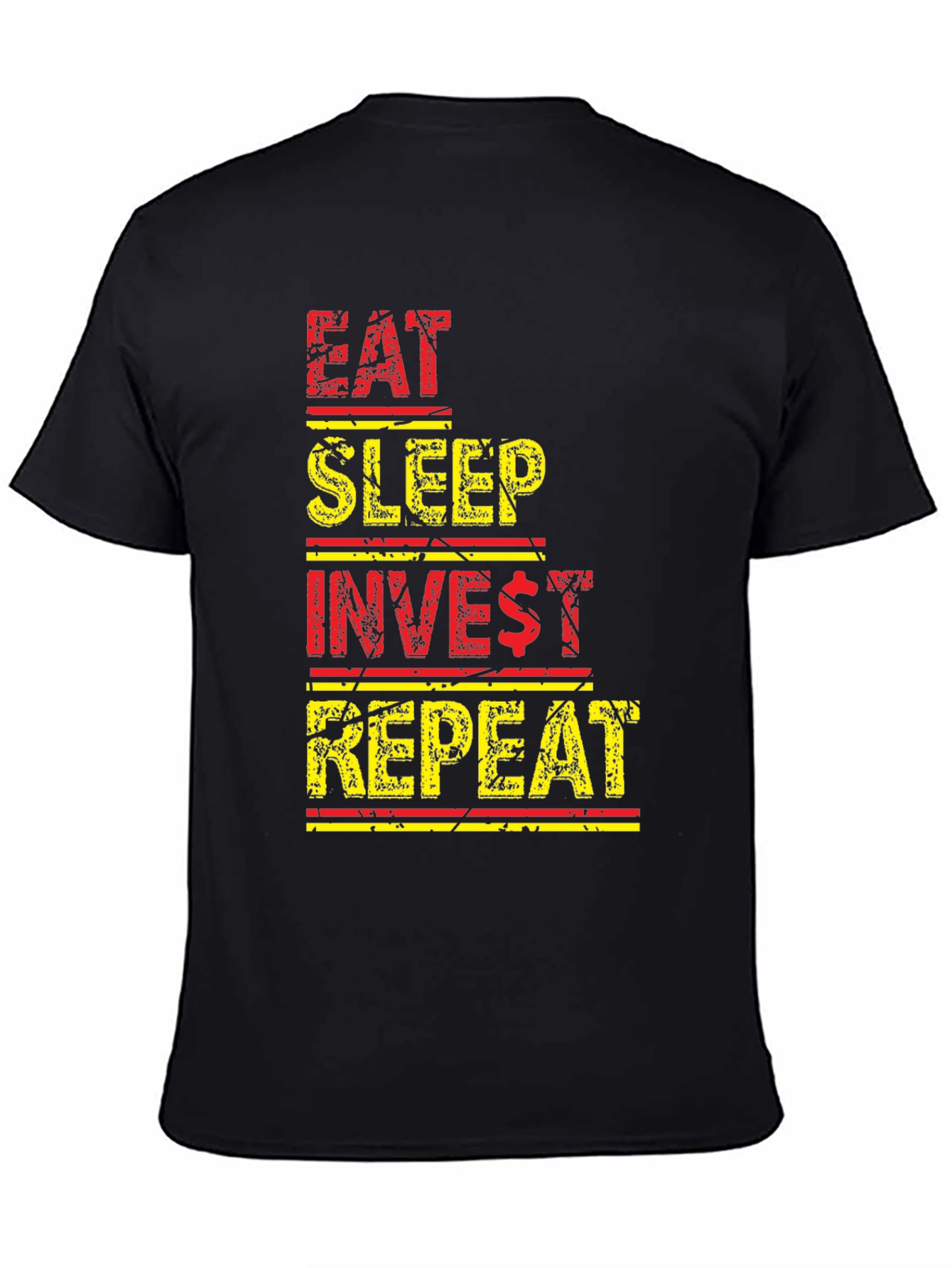 Black Eat Sleep Invest Repeat Black Graphic Tee view 4