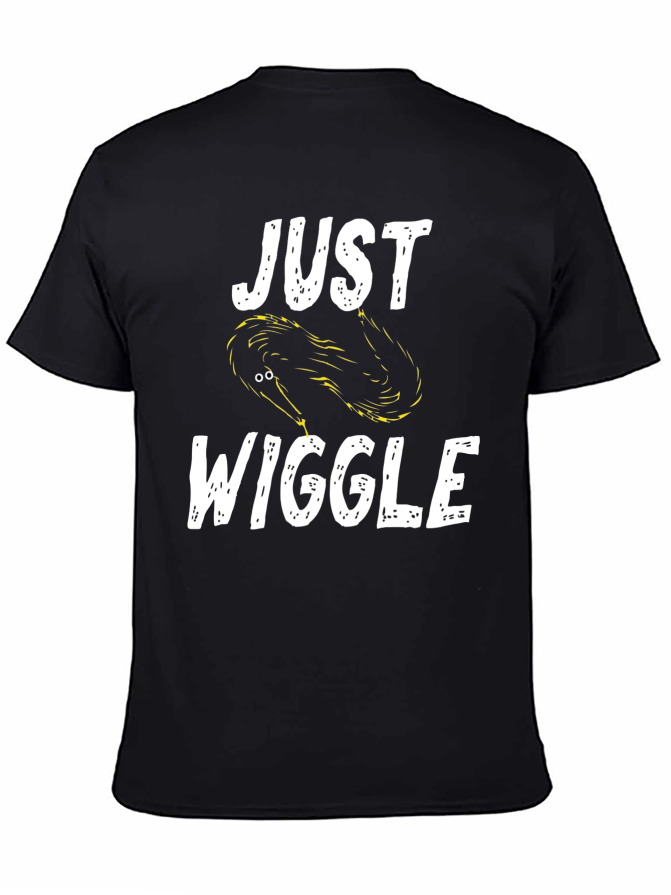 Black Just Wiggle T-Shirt - Funny Worm Design view 4
