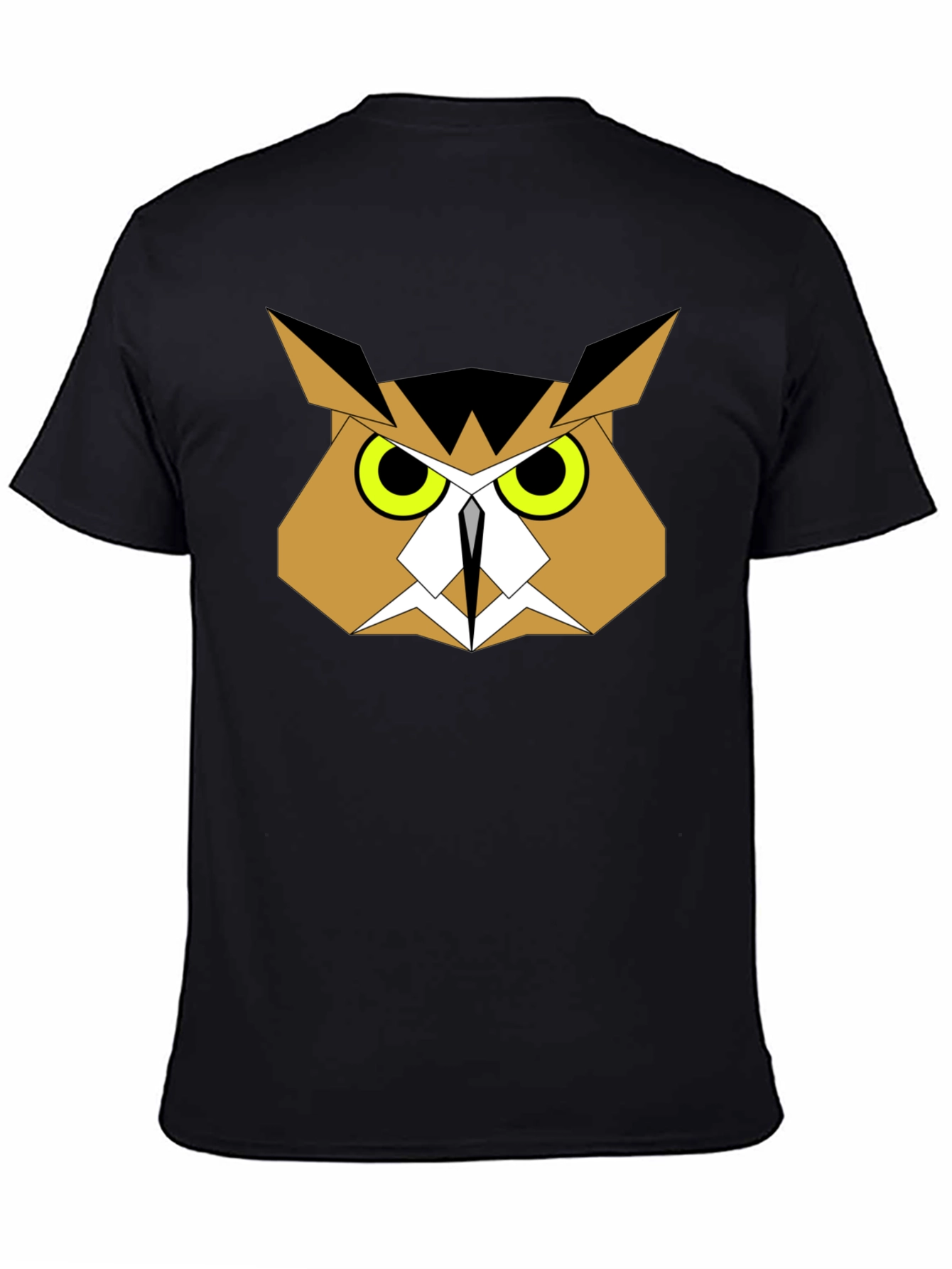 Black Geometric Owl Graphic Tee - Black Cotton view 4