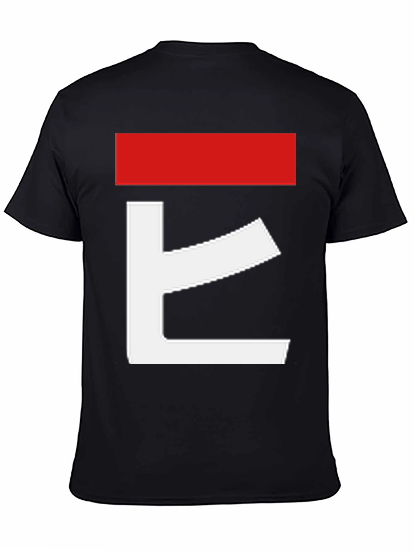 Black Abstract Graphic Tee - Red and White Design on Black view 4