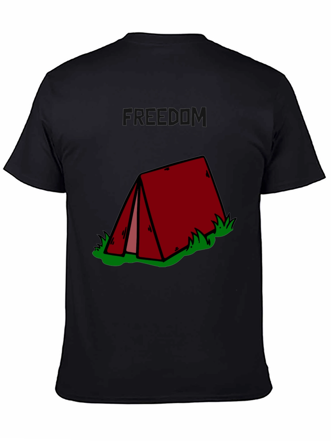 Camping Tent Graphic Tee - Black Cotton T-Shirt - 4