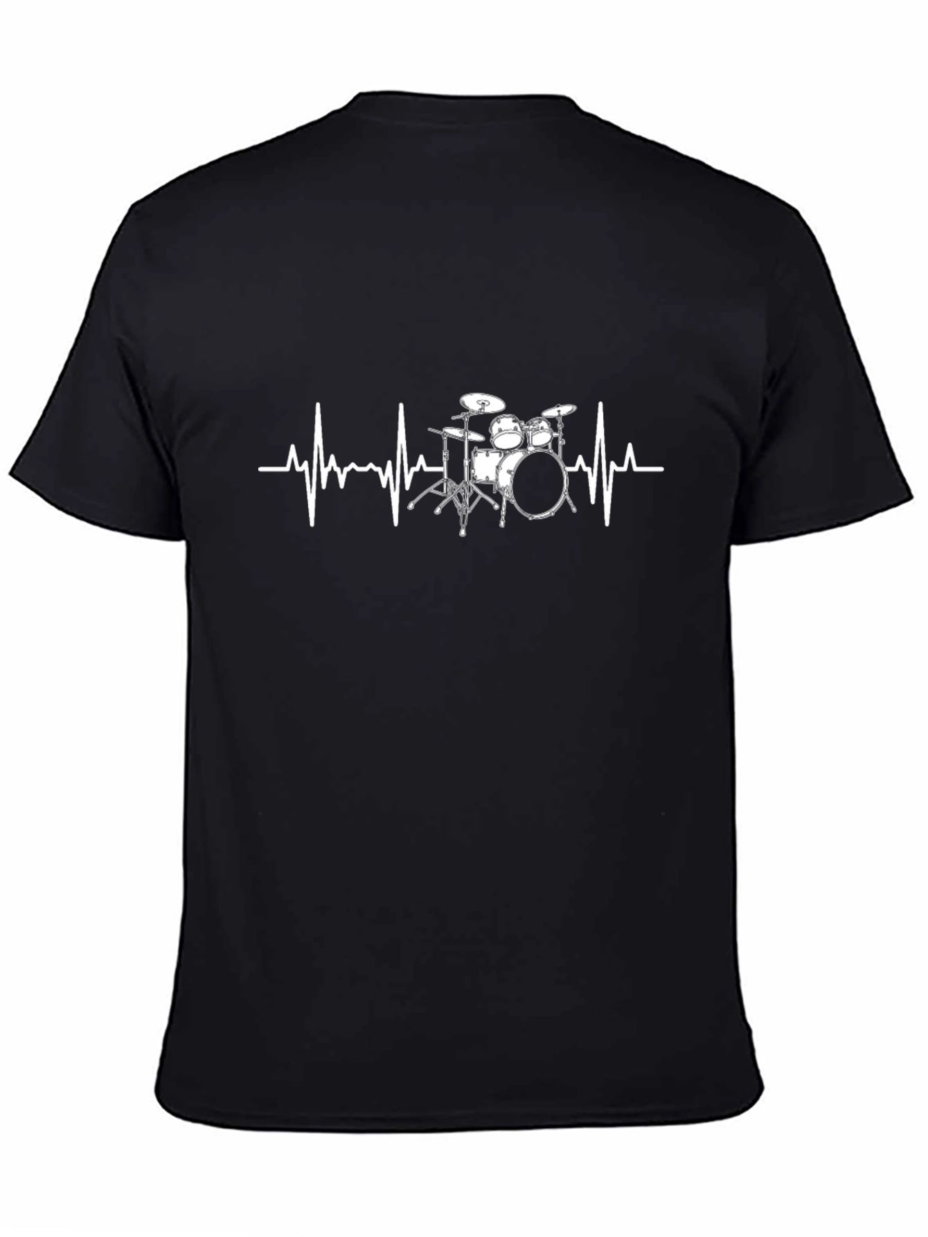 Black Drumbeat Heartbeat T-Shirt - Musician Tee view 4