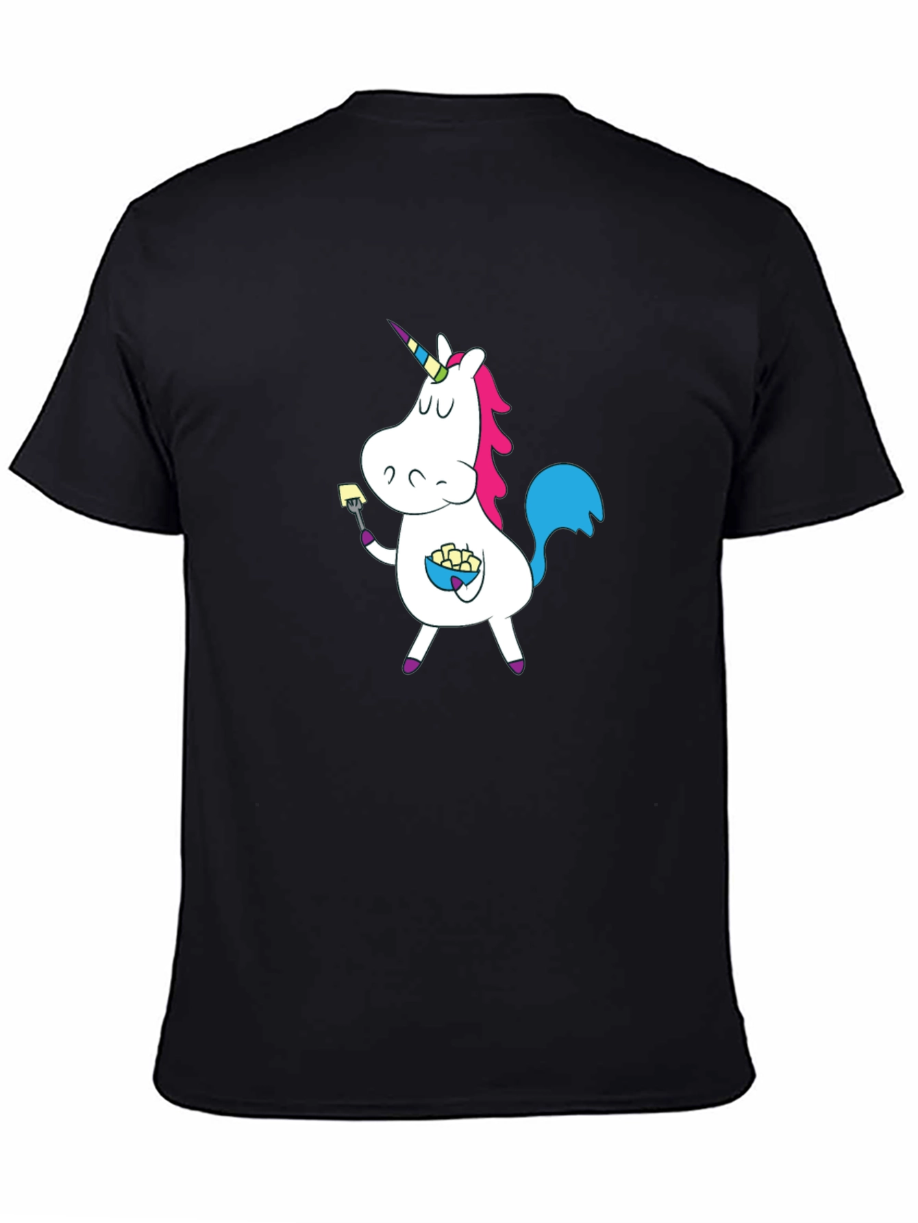 Black Unicorn Eating T-Shirt - Fun Cartoon Graphic Tee view 4