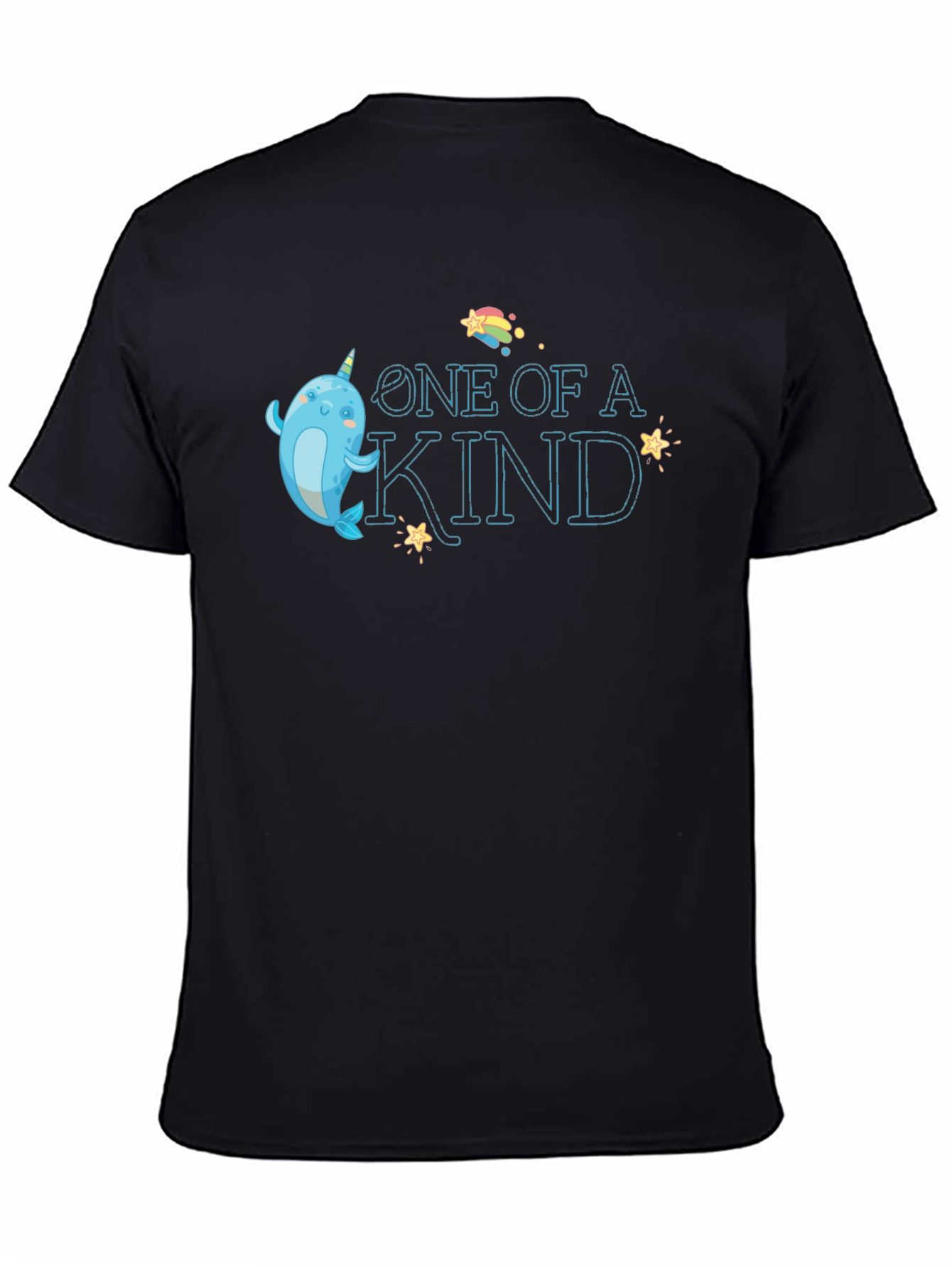 Black One of a Kind Narwhal T-Shirt view 4