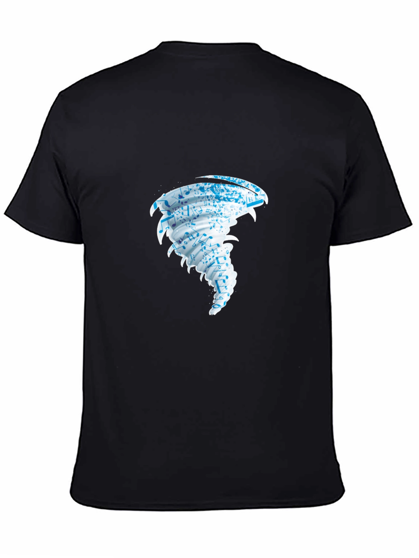 Black Tornado Music Notes Graphic Black T-Shirt view 4