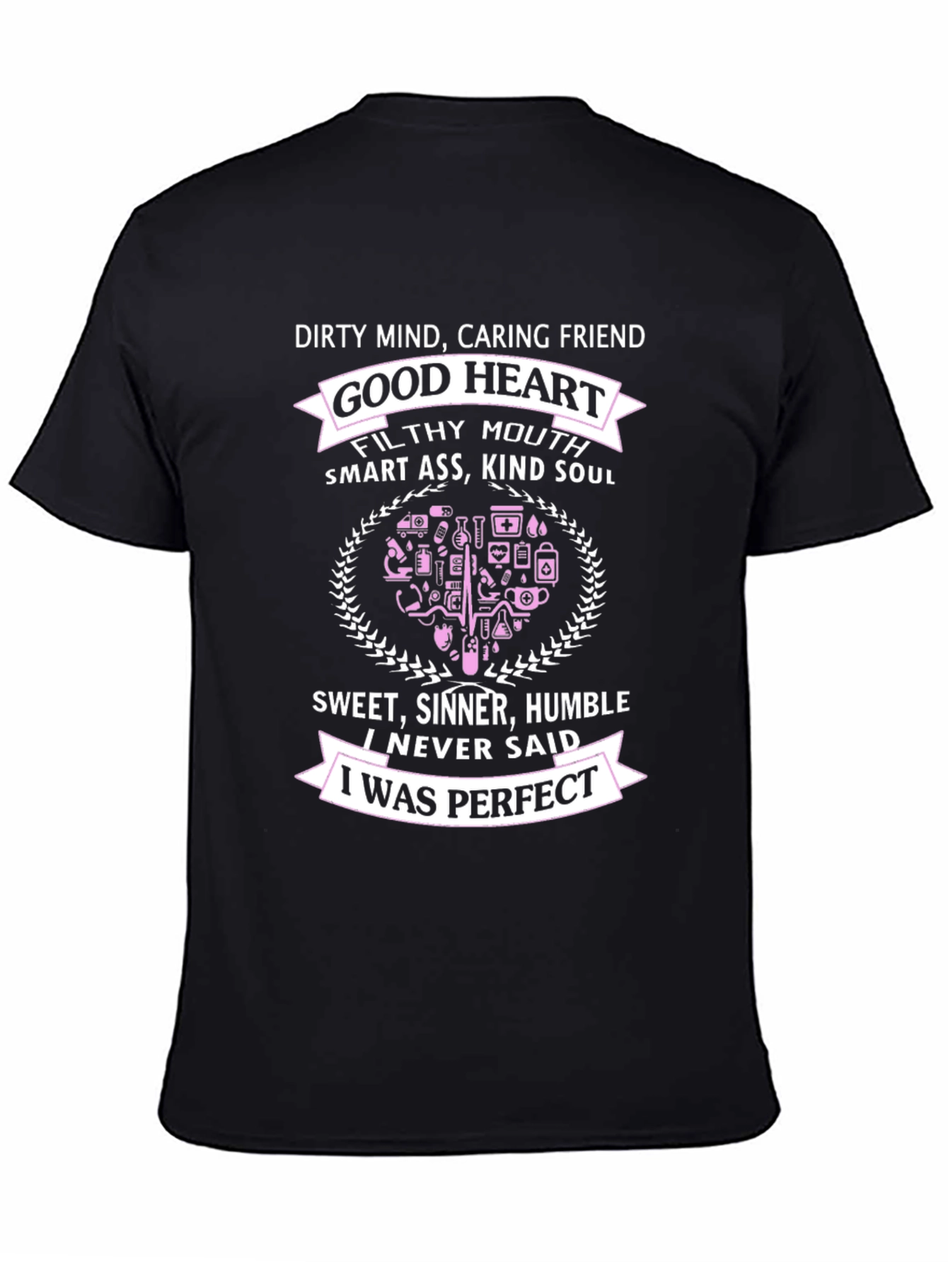 Black Good Heart Graphic T-Shirt - Sinner Humble Perfect view 4