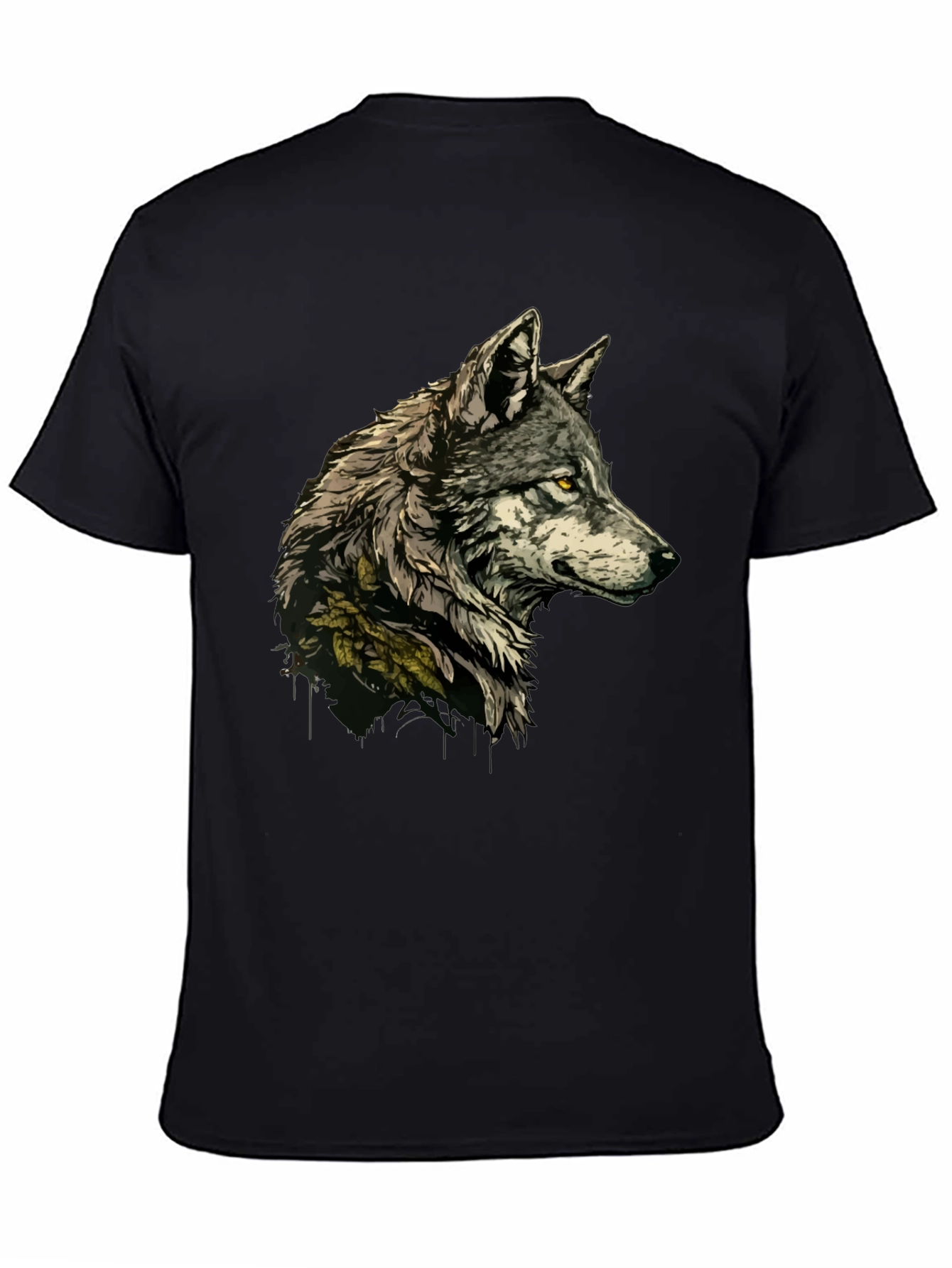 Black Wolf Graphic Print Black T-Shirt view 4