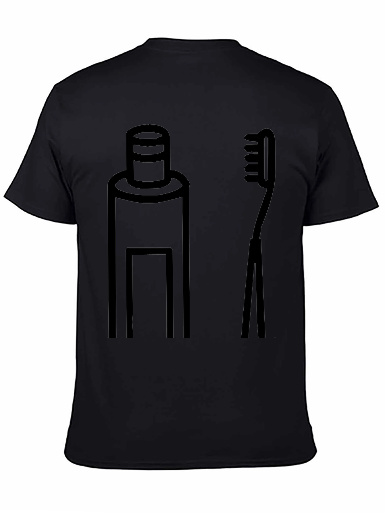 Black Toothpaste and Brush Graphic Tee - Black Cotton Casual Top view 4