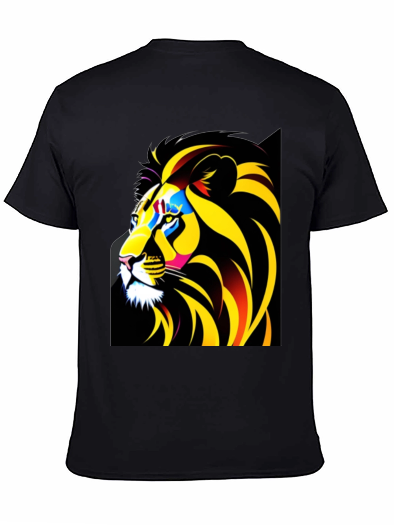 Black Bold Lion Graphic Tee - Black Cotton T-Shirt view 4