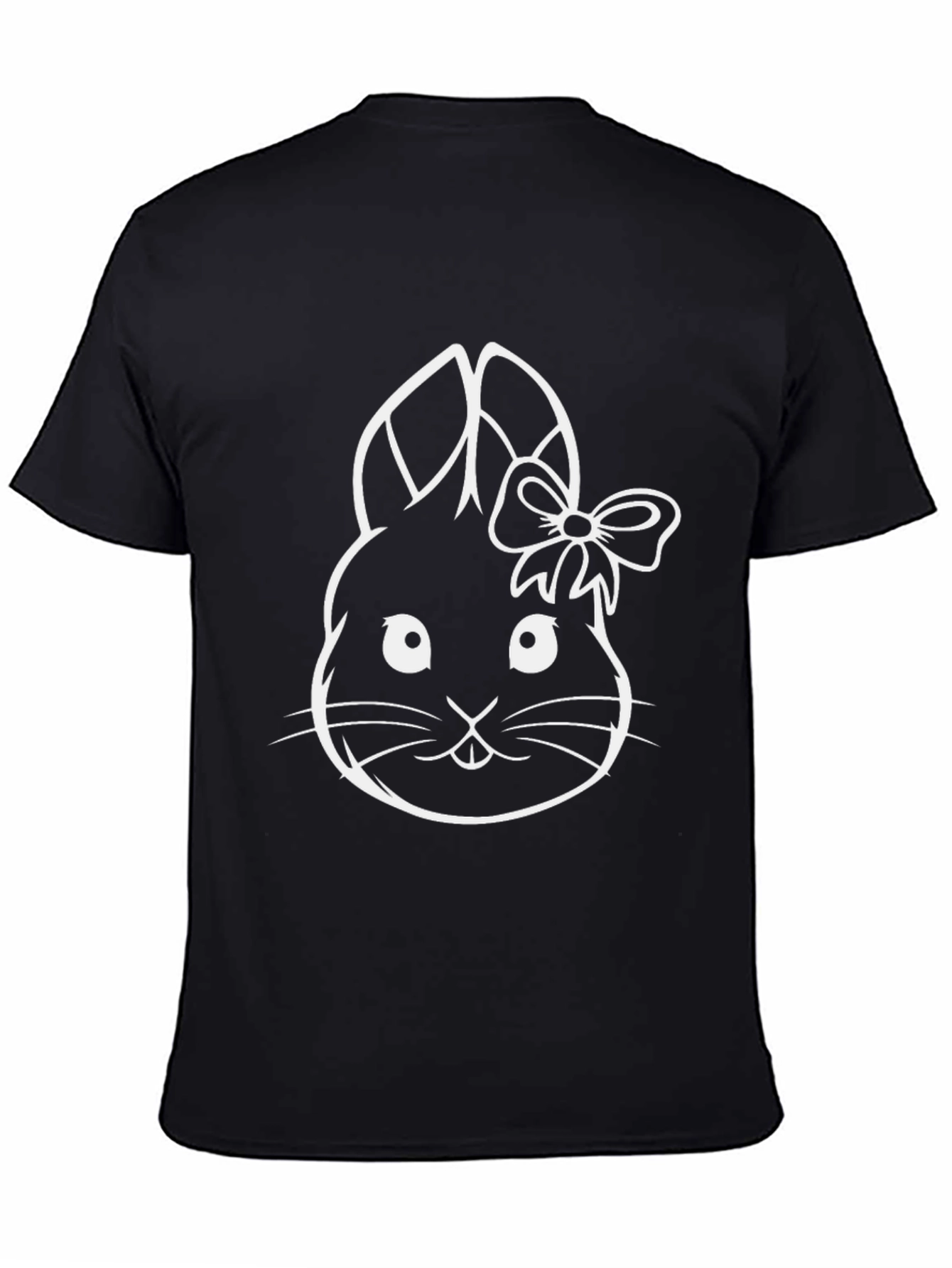 Black Cute Bunny Graphic Tee - Black view 4