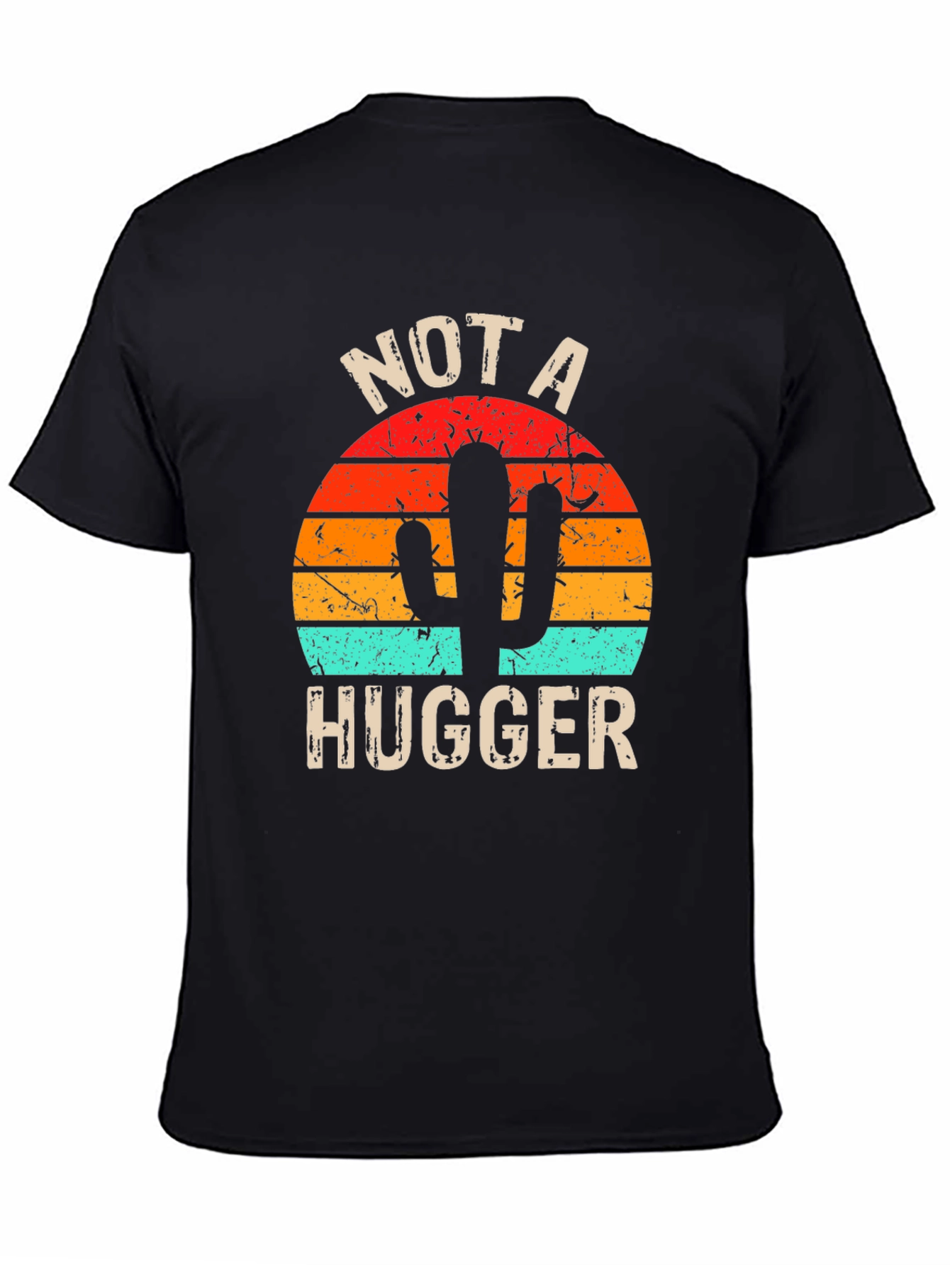 Black Not A Hugger Cactus Graphic T-Shirt view 4