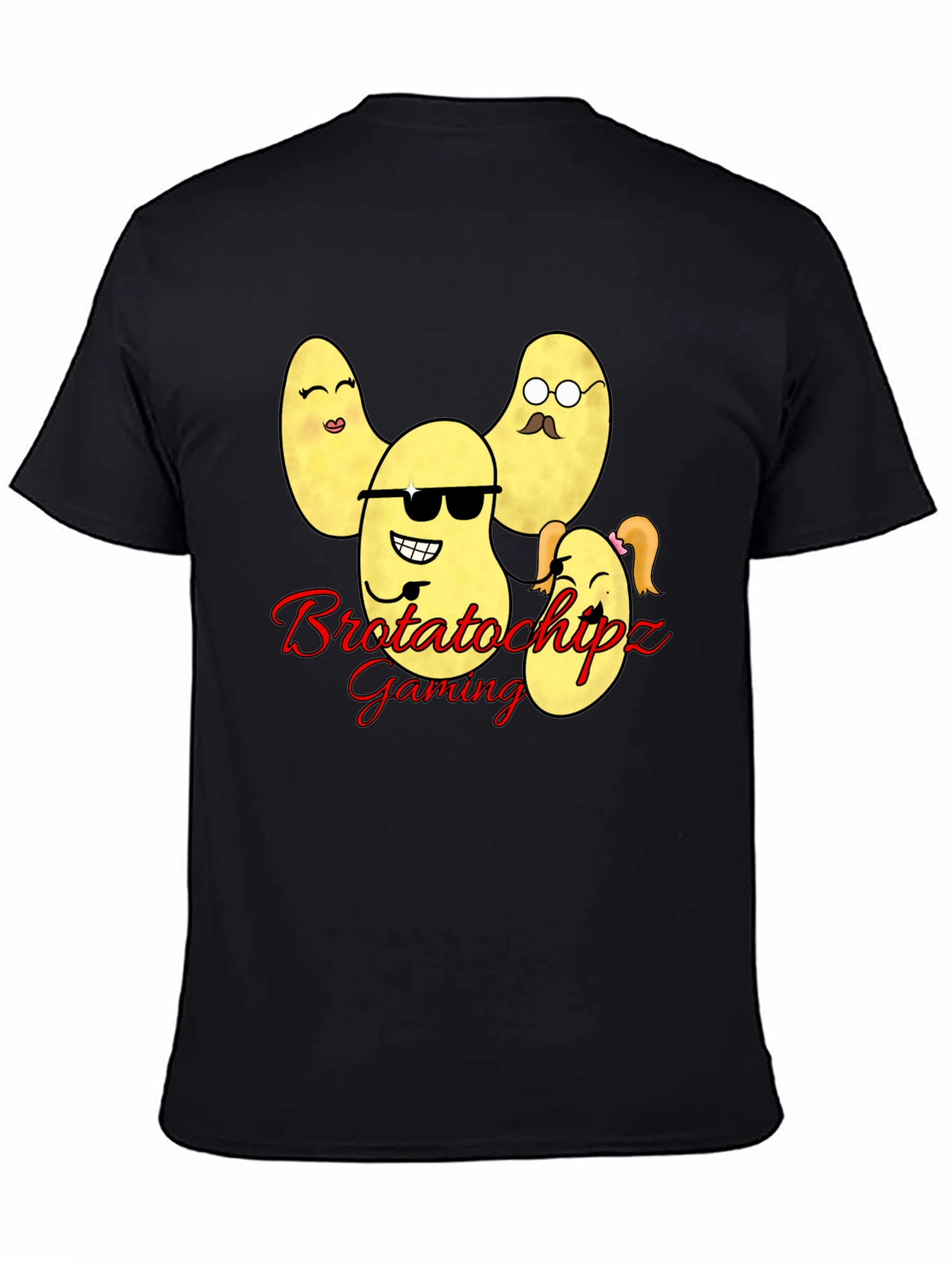 Black Brotatochipz Gaming T-Shirt - Funny Potato Family Tee view 4