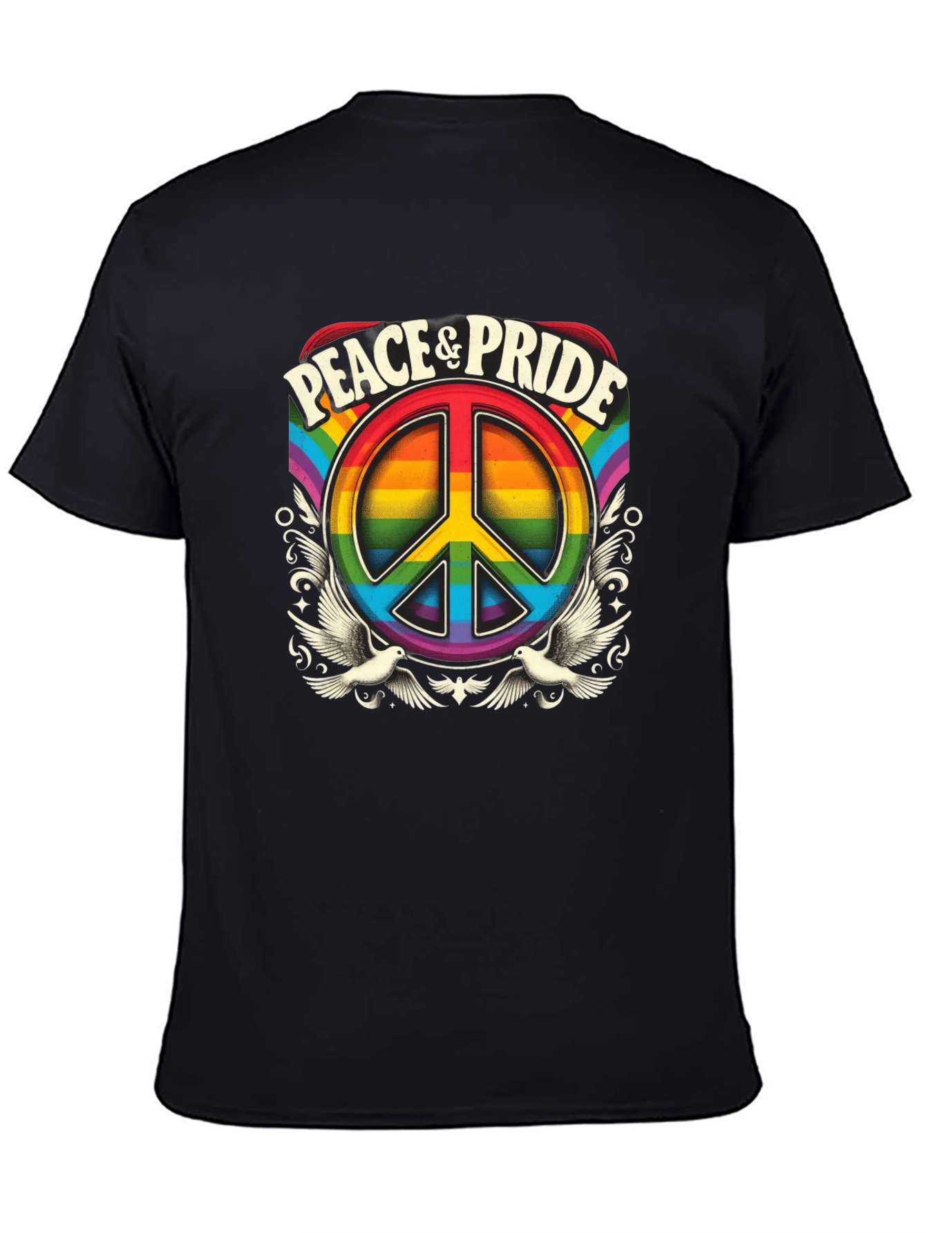 Black Peace & Pride Rainbow Graphic T-Shirt view 4