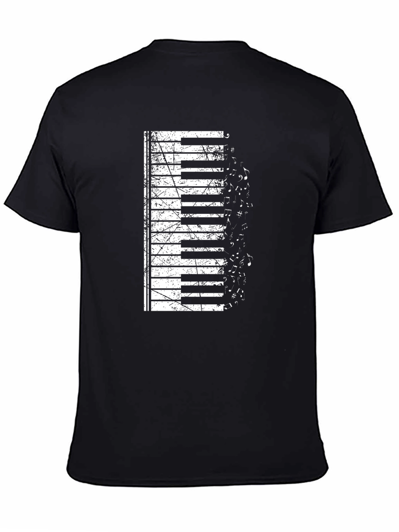Black Piano Keys & Music Notes Graphic T-Shirt view 4
