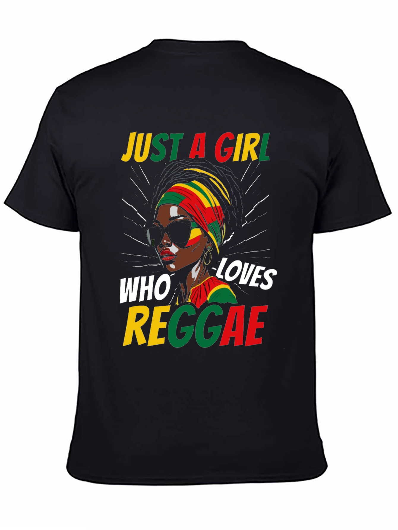 Black Just a Girl Who Loves Reggae Black T-Shirt view 4