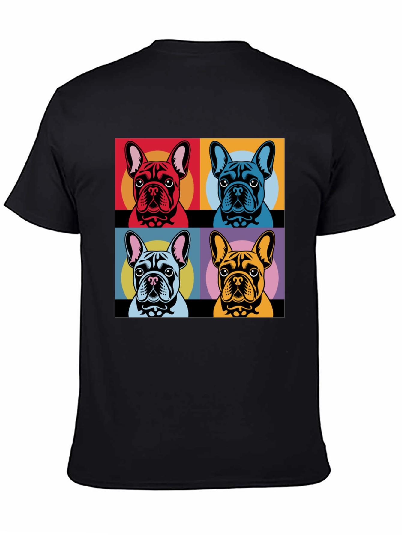 Black Pop Art French Bulldog T-Shirt view 4