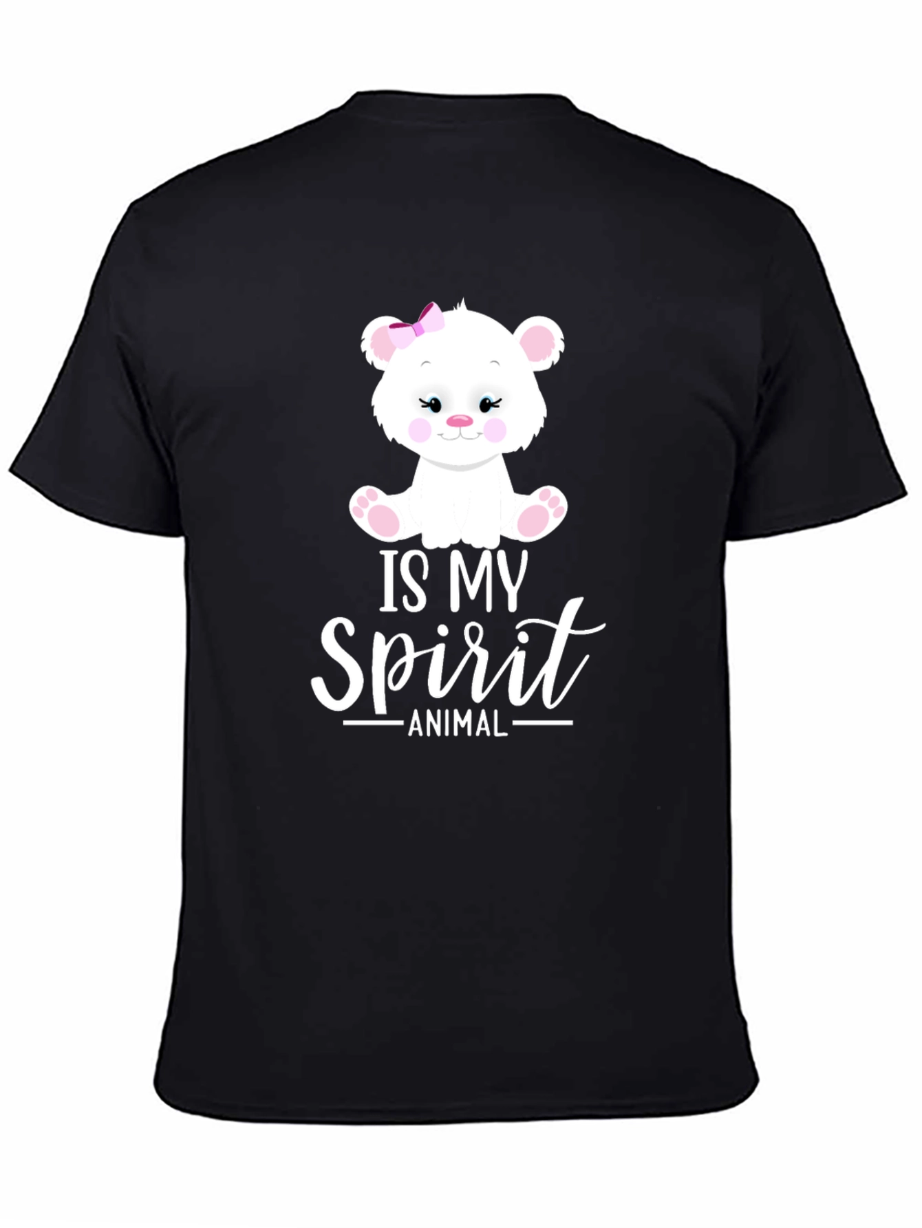 Black Cute Bear Spirit Animal Black T-Shirt view 4