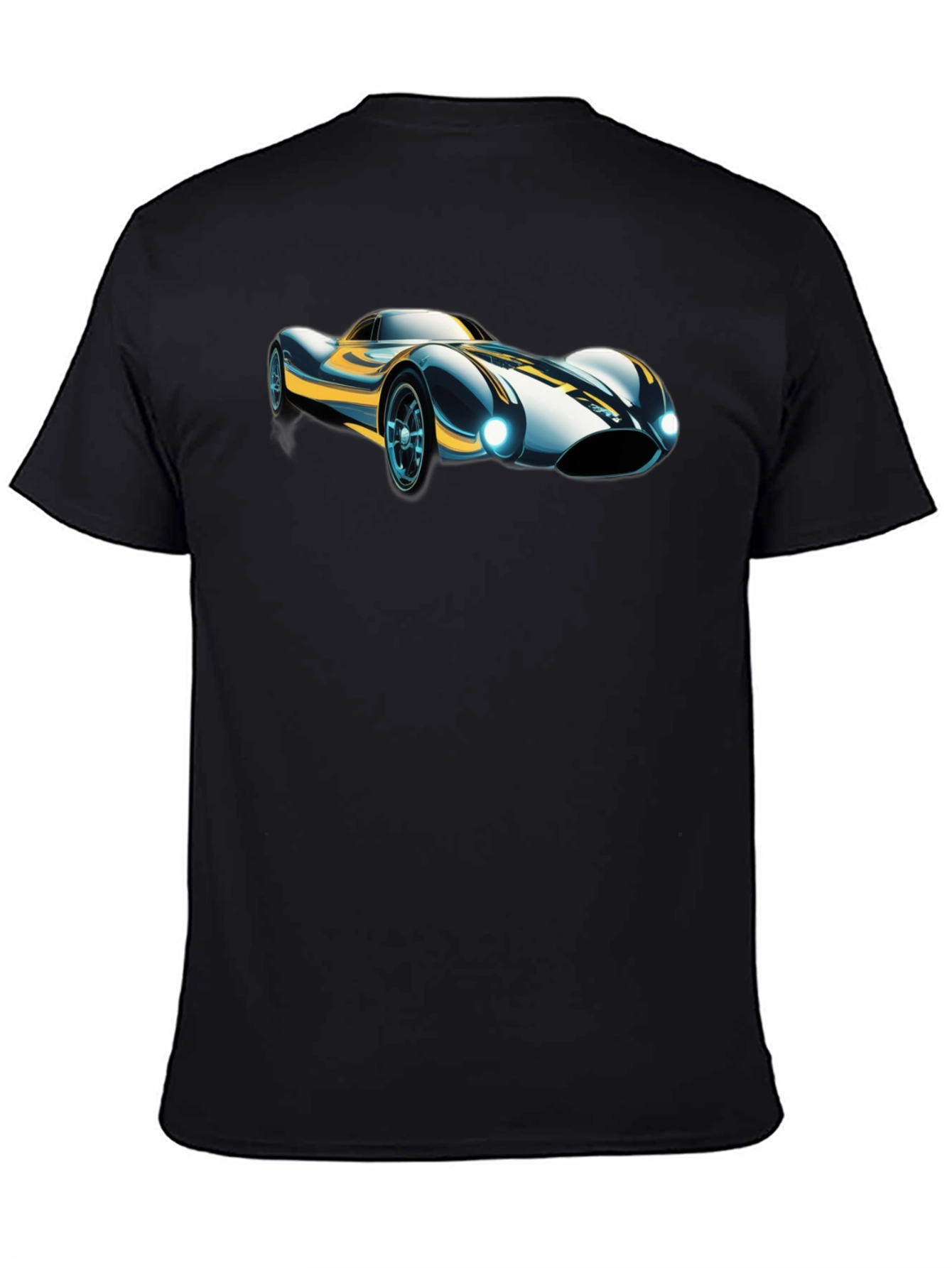 Black Retro Racer T-Shirt - Classic Car Design view 4