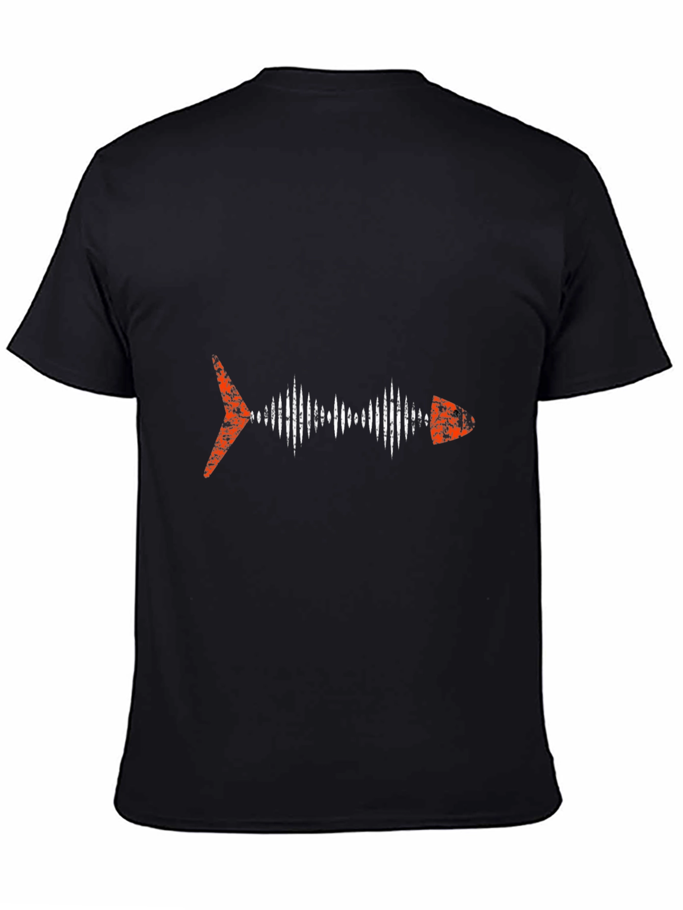 Black Cool Fishbone Graphic Black T-Shirt view 4