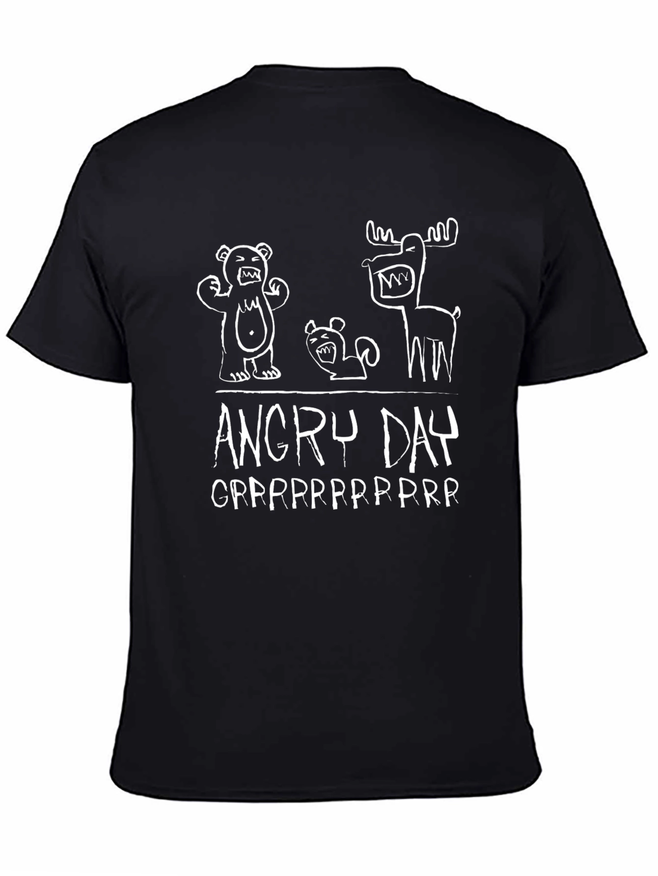 Black Angry Day Cartoon Graphic Black T-Shirt view 4