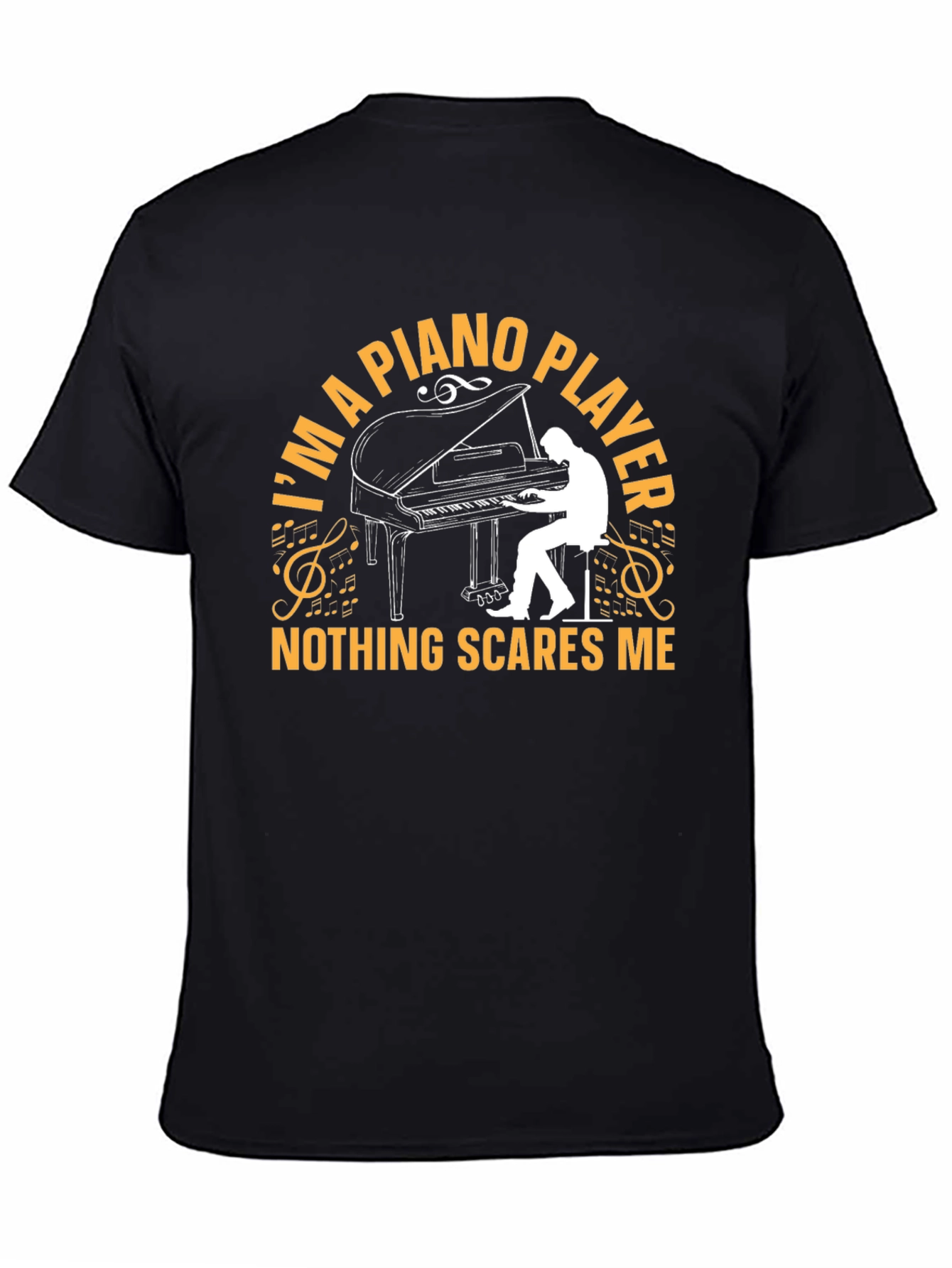 Black Piano Player Graphic T-Shirt - Music Lover Tee view 4