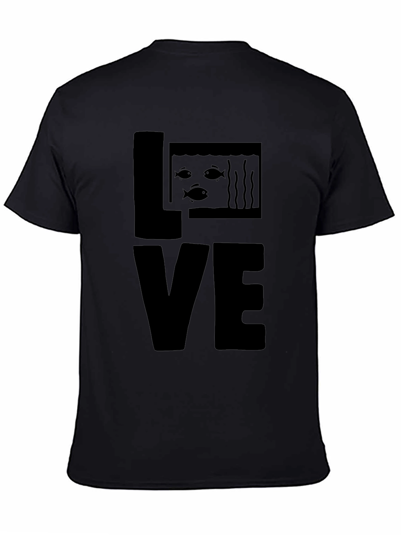 Black Aquarium Fish LOVE T-Shirt - Graphic Print Tee view 4