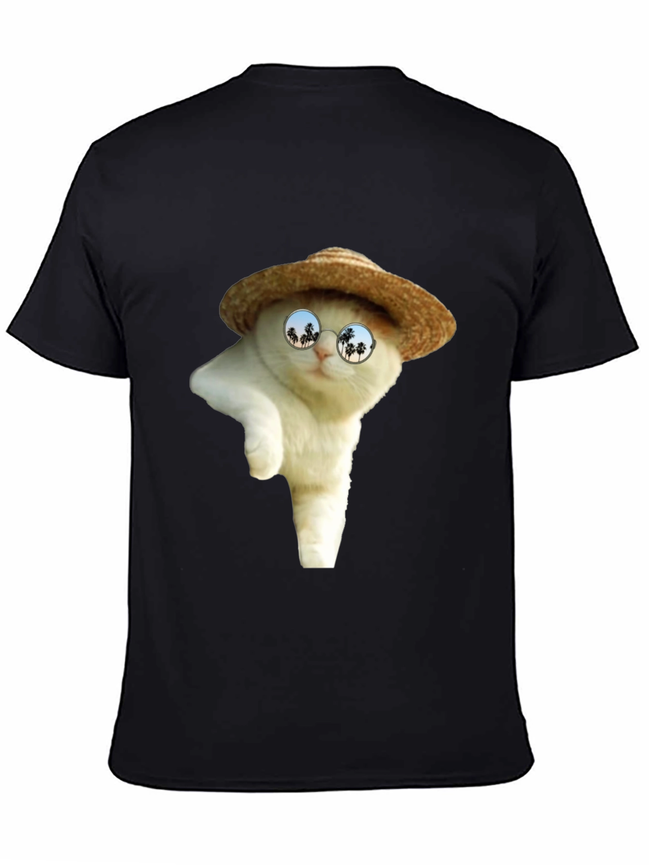 Black Cat in Hat T-Shirt view 4