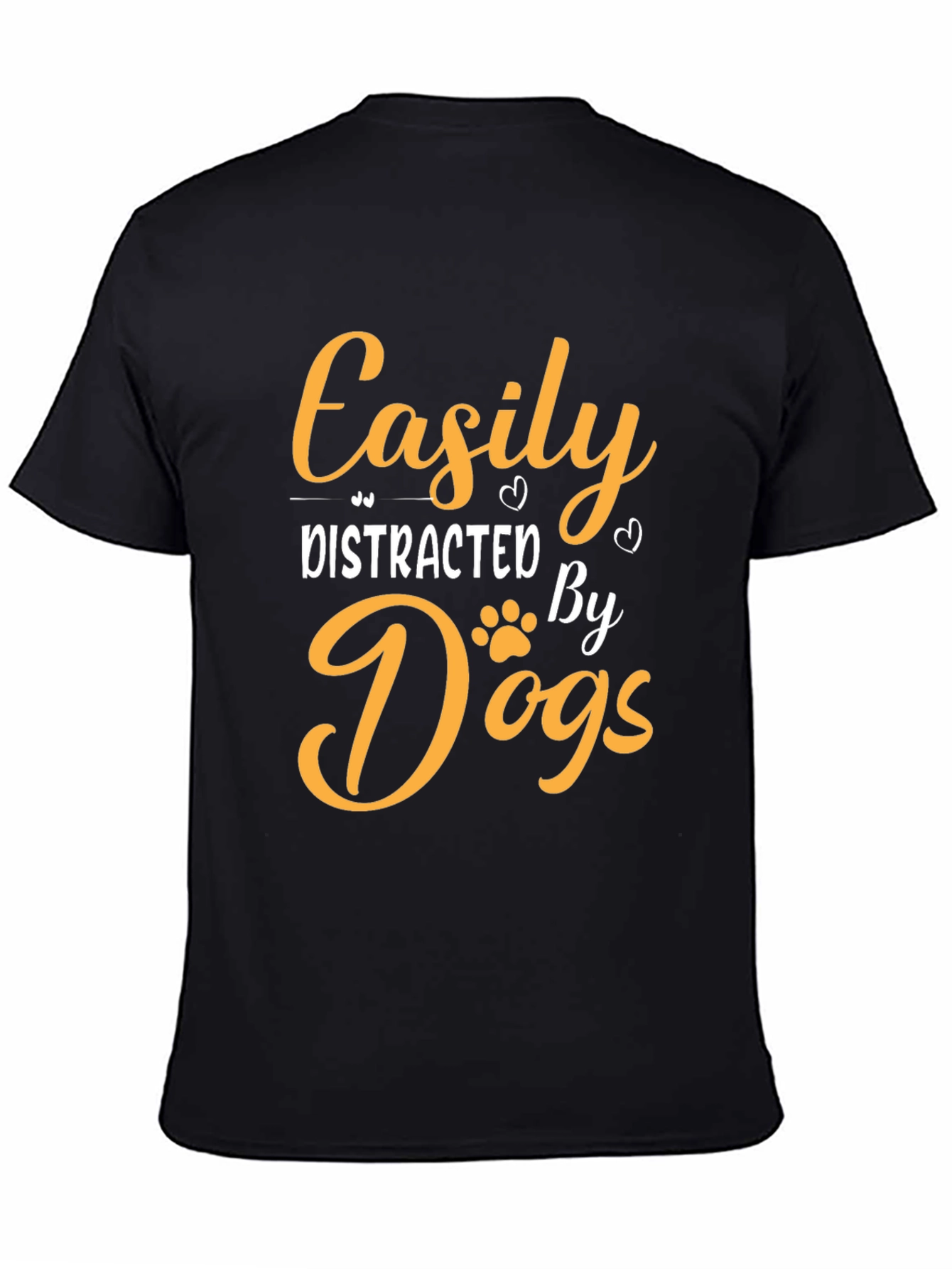 Black Easily Distracted By Dogs T-Shirt view 4