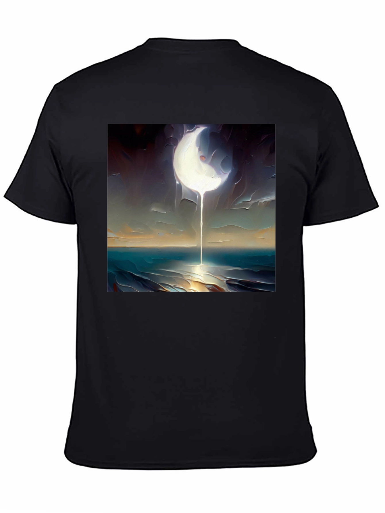Black Abstract Moonscape Graphic Tee - Black Cotton Casual view 4
