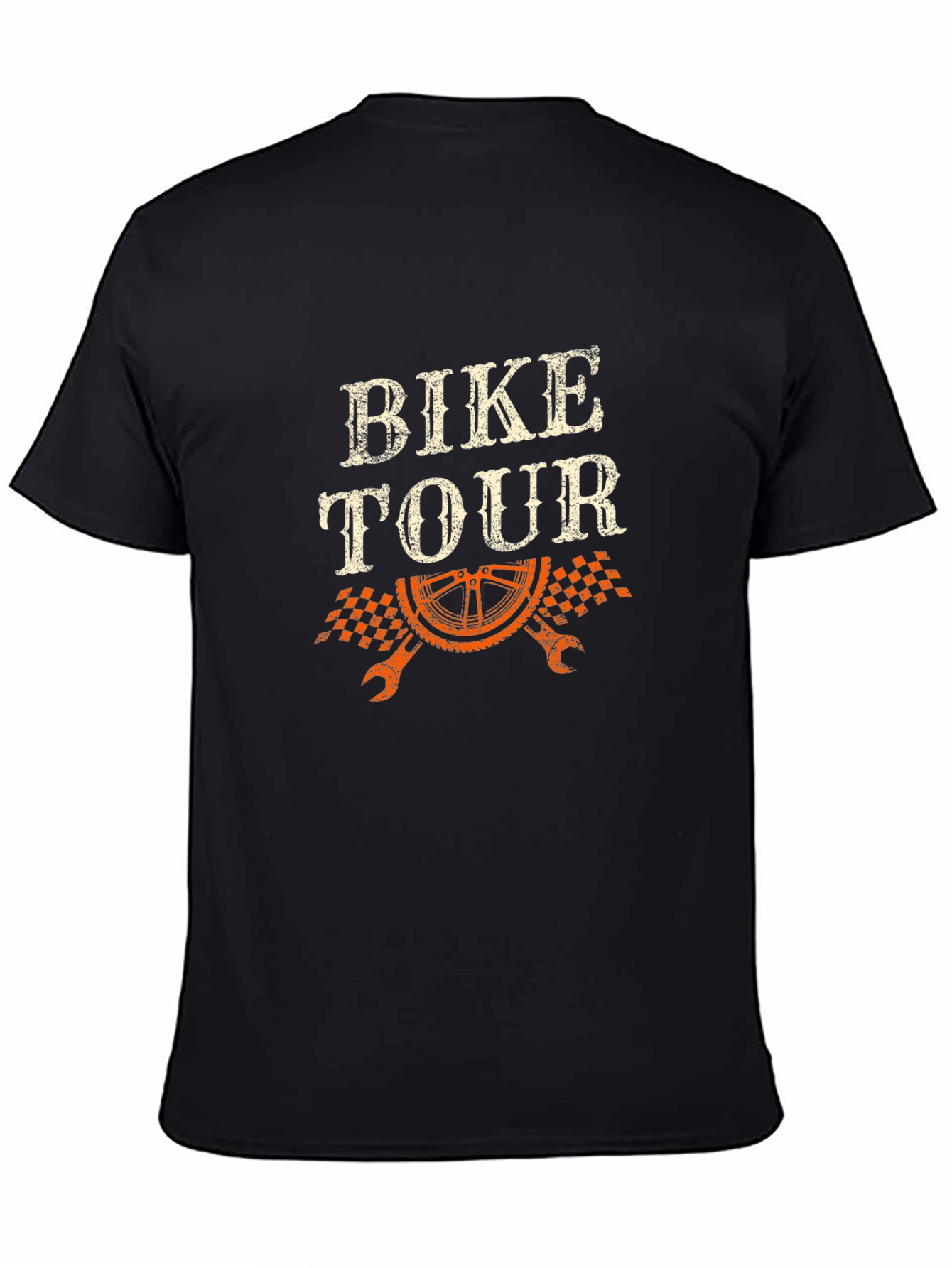 Black Bike Tour Graphic Tee - Black Cotton Casual T-Shirt view 4